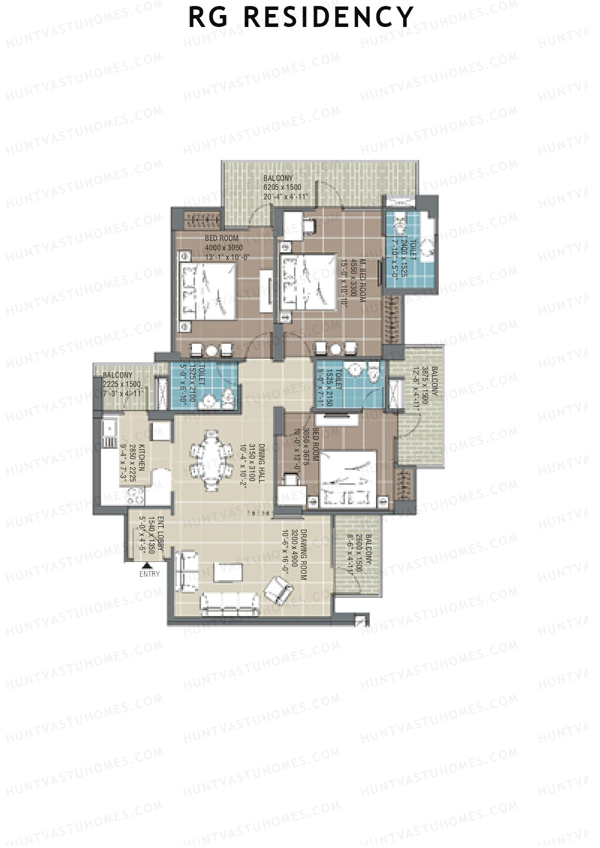 RG Residency Tower E Unit 4 (Type 6) Floor Plan
