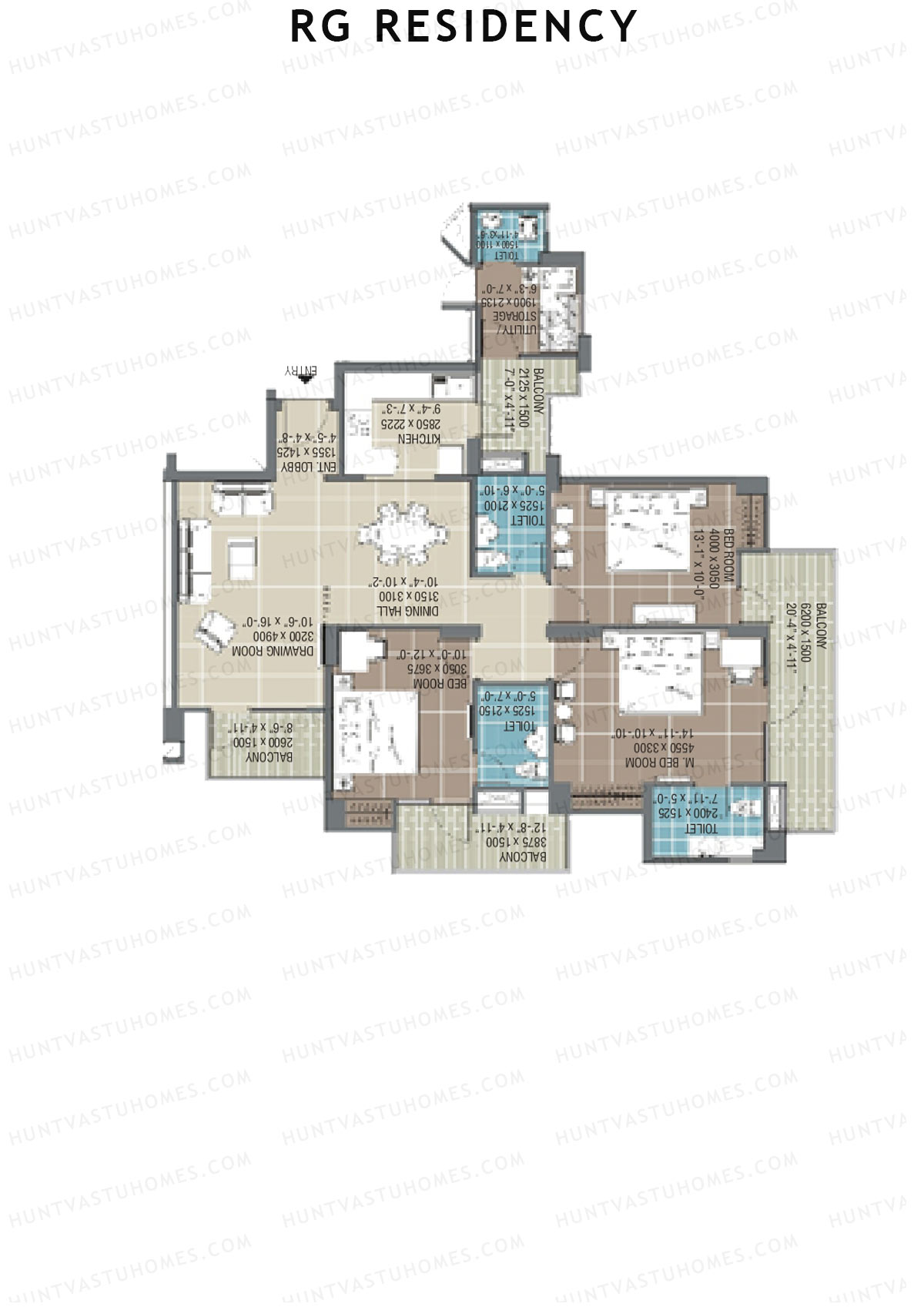 RG Residency Tower E Unit 5 (Type 5) Floor Plan