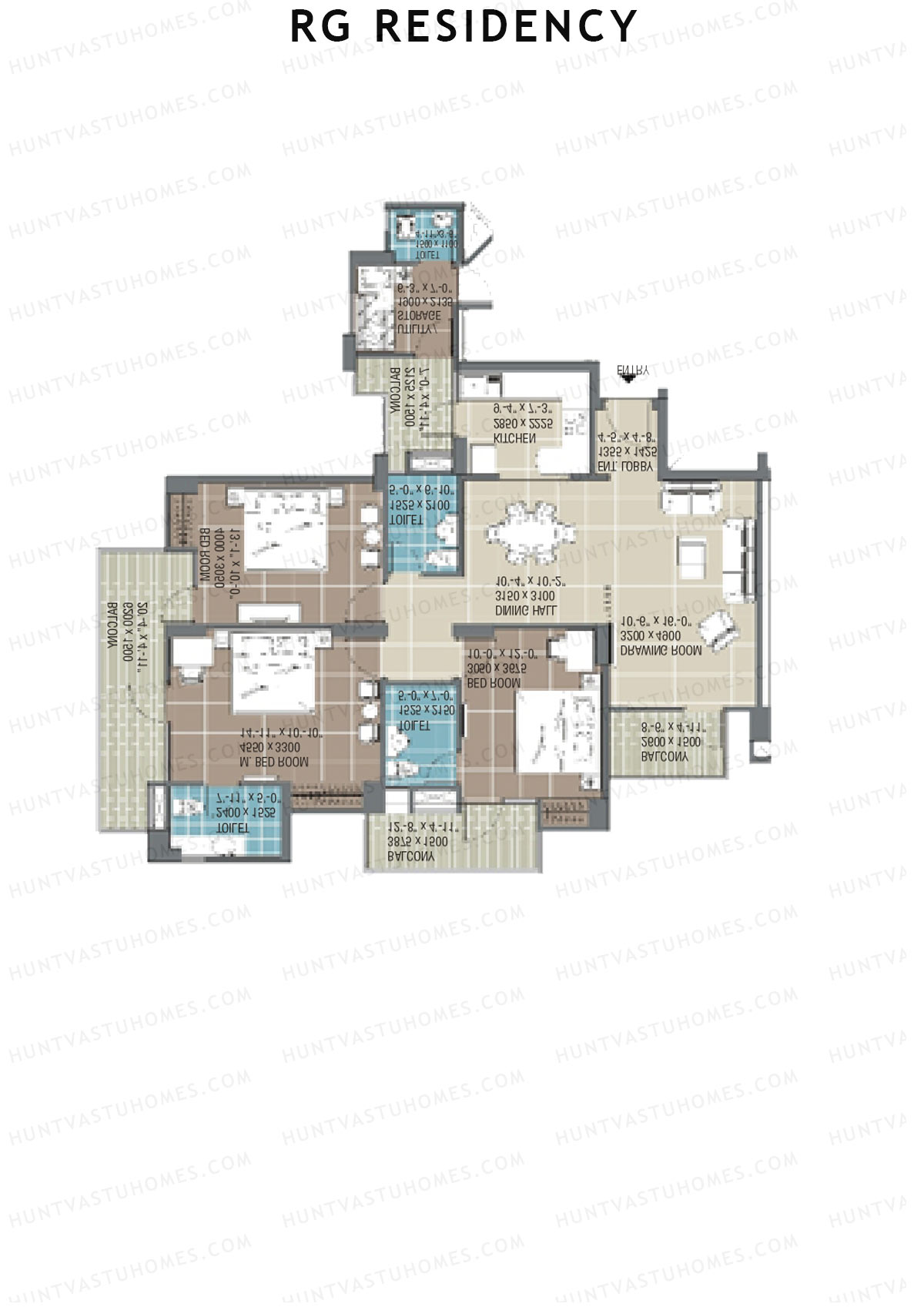 RG Residency Tower E Unit 6 (Type 5) Floor Plan