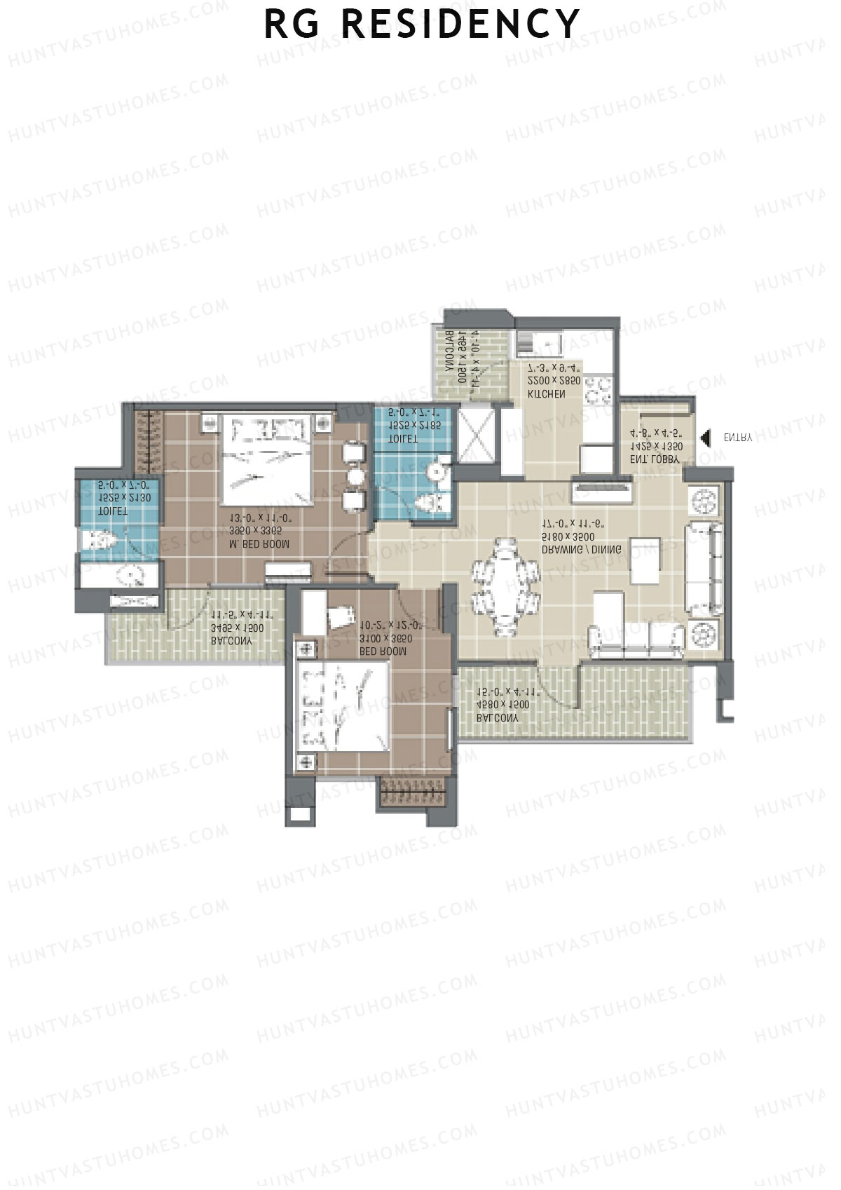 RG Residency Tower G Unit 4 (Type 2) Floor Plan