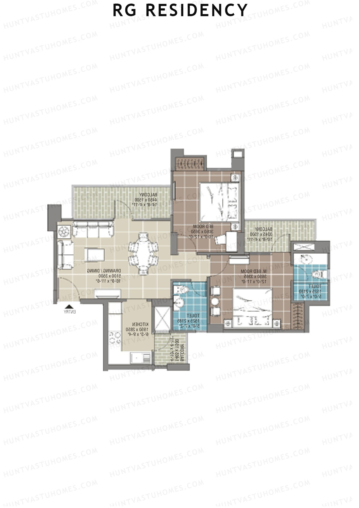 RG Residency Tower G Unit 6 (Type 1) Floor Plan