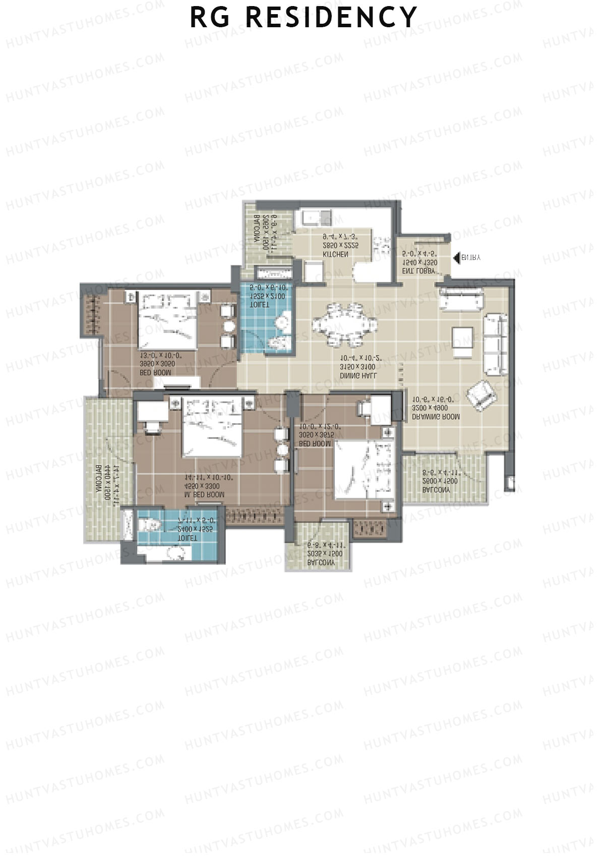 RG Residency Tower H Unit 1 (Type 4) Floor Plan