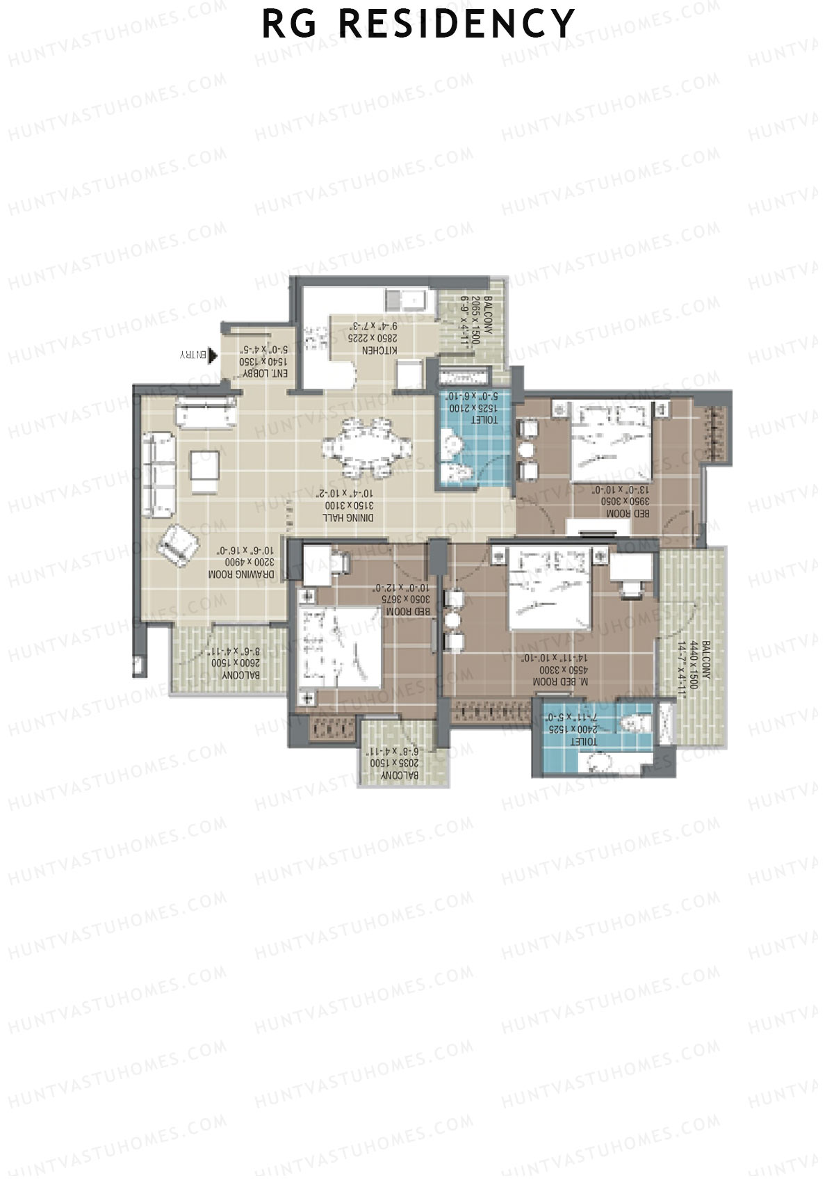 RG Residency Tower H Unit 2 (Type 4) Floor Plan