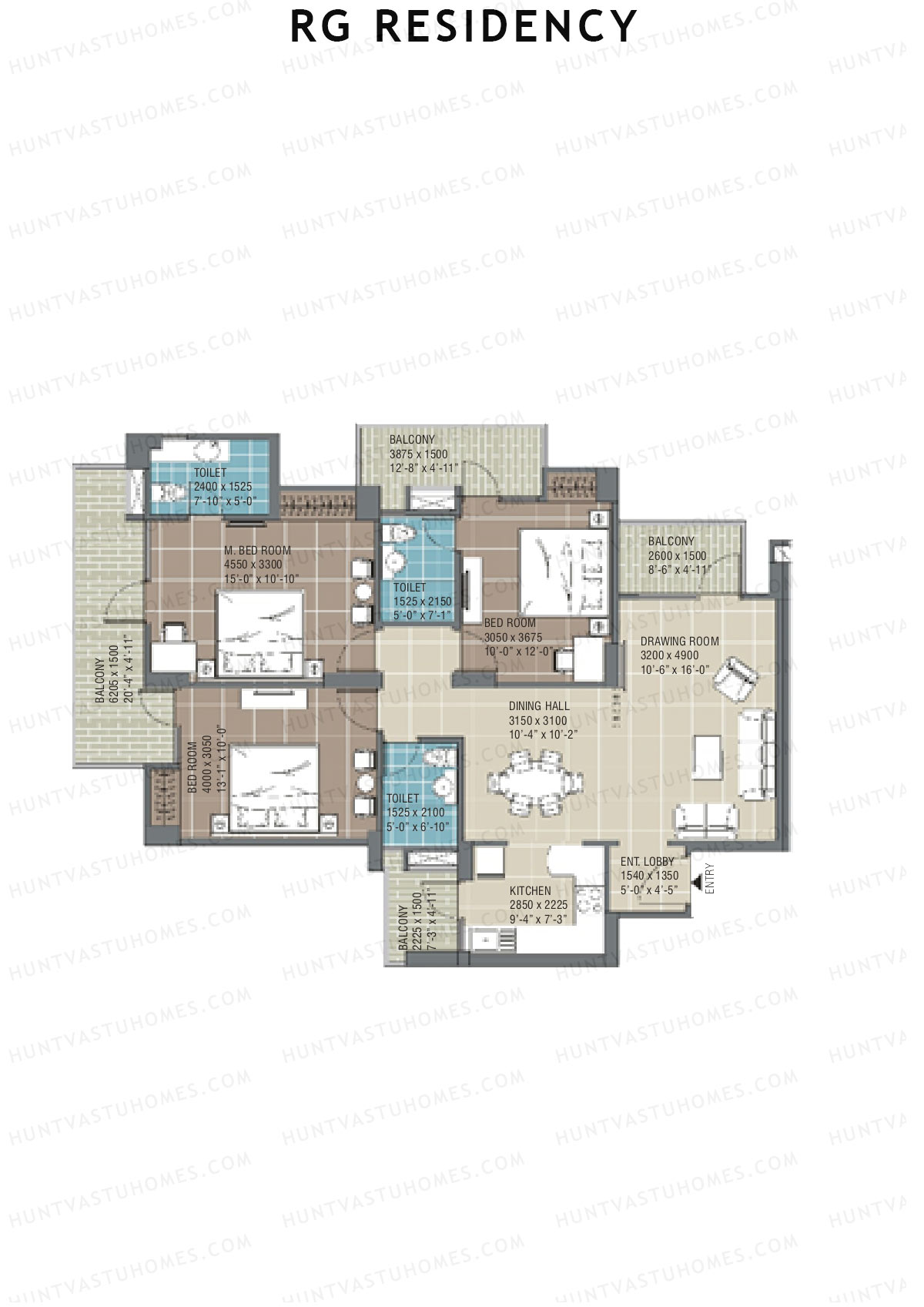 RG Residency Tower H Unit 4 (Type 6) Floor Plan