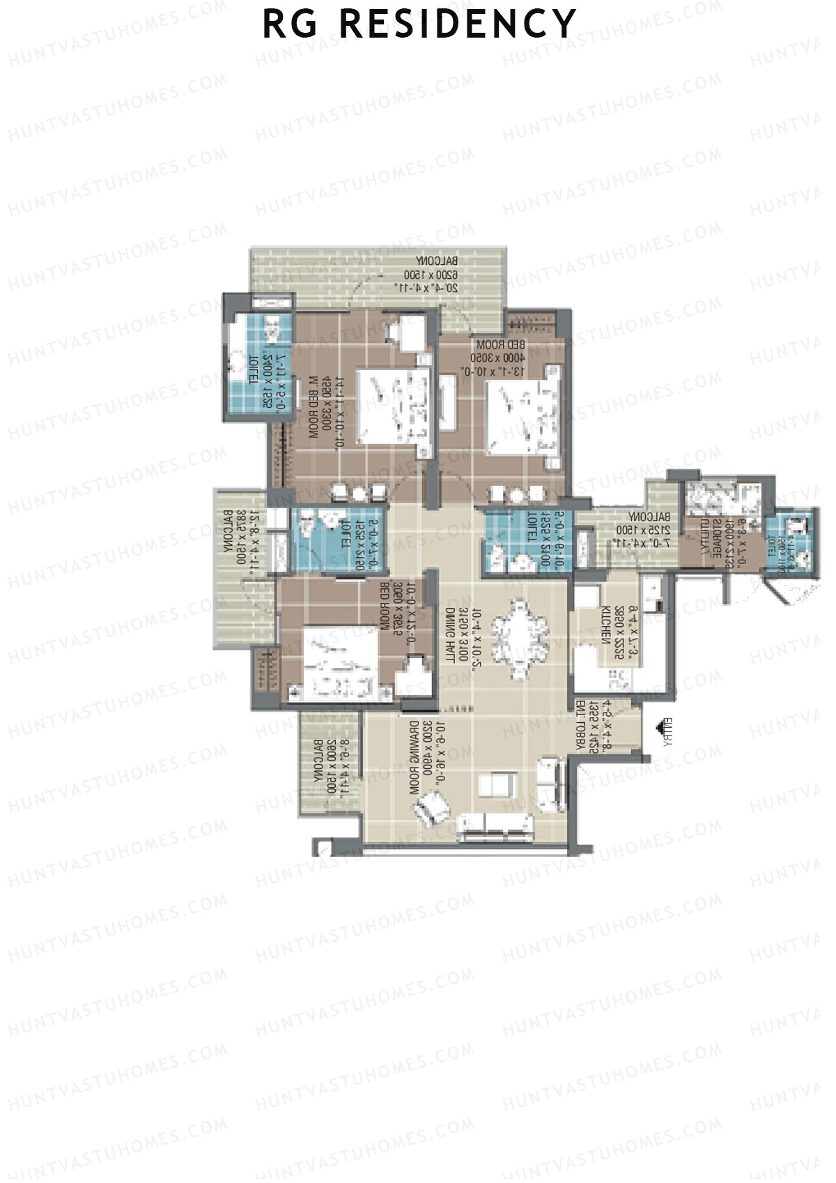 RG Residency Tower H Unit 5 (Type 5) Floor Plan