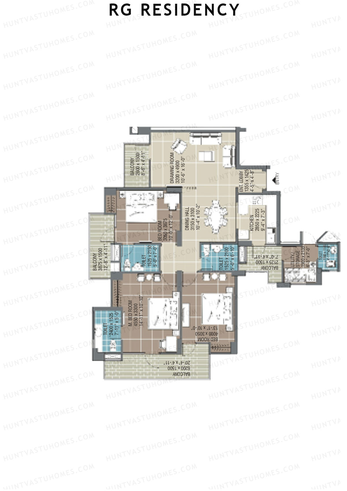 RG Residency Tower H Unit 6 (Type 5) Floor Plan