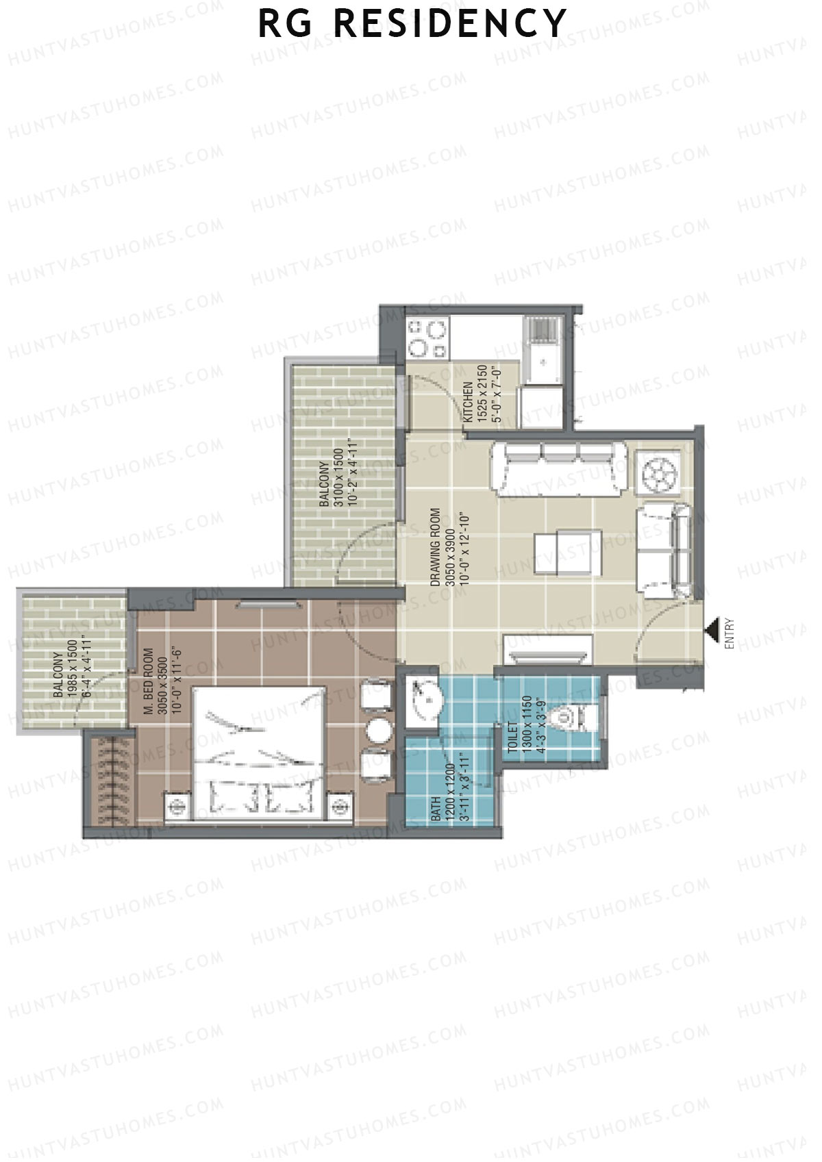 RG Residency Tower J Unit 1 (Type 7) Floor Plan