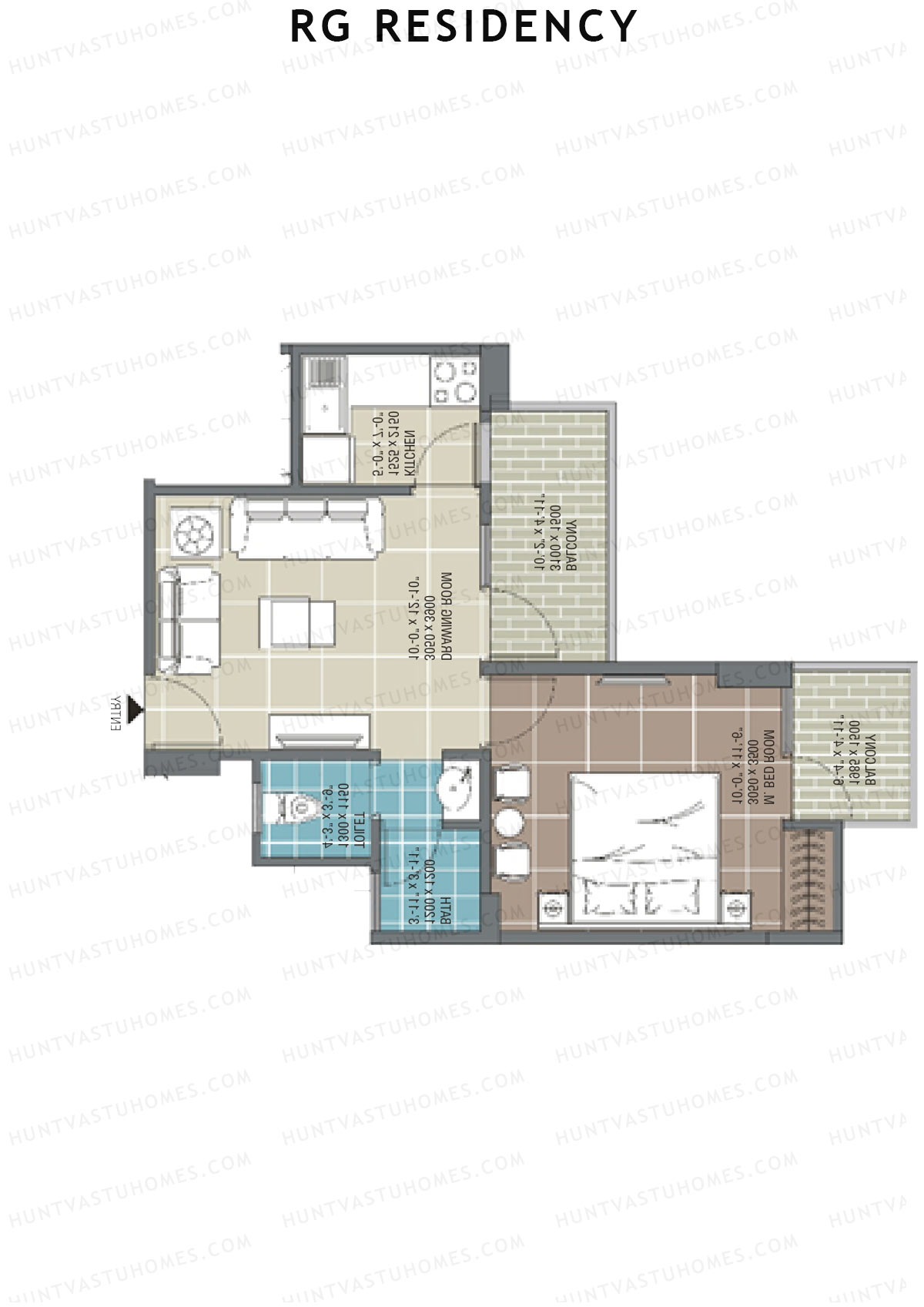 RG Residency Tower J Unit 8 (Type 7) Floor Plan
