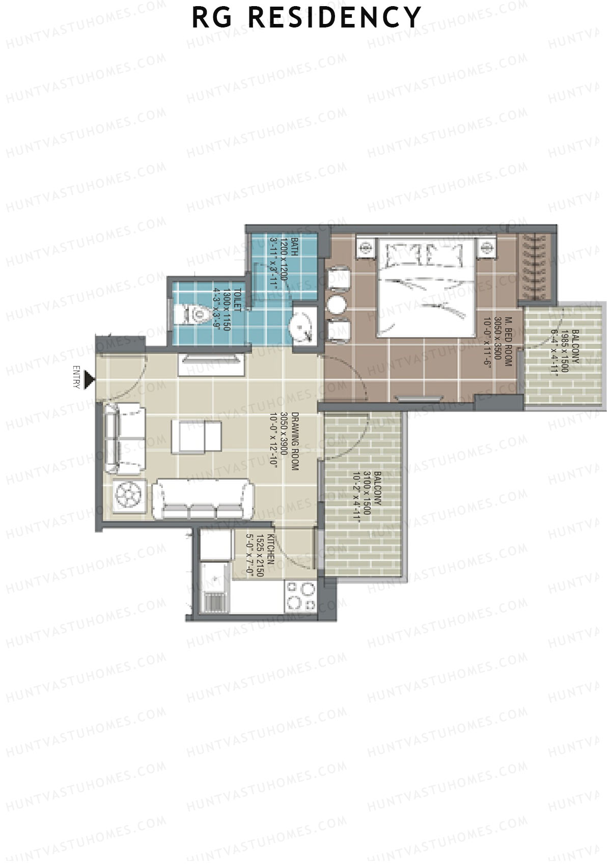 RG Residency Tower K Unit 8 (Type 7) Floor Plan