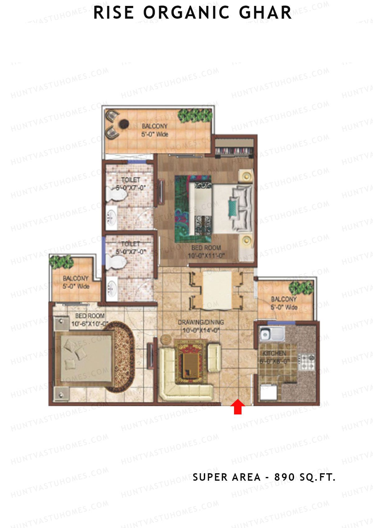 Rise Organic Ghar Tower 2 Unit 2 Floor Plan