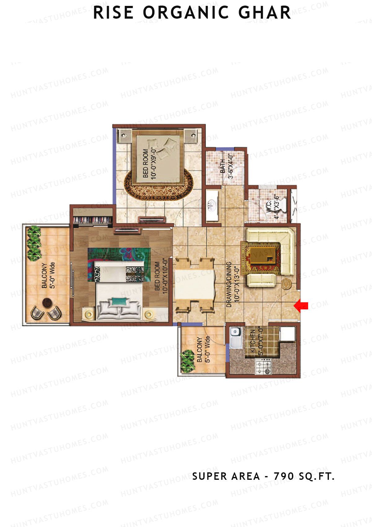 Rise Organic Ghar Tower 5 Unit 1, 5 Floor Plan