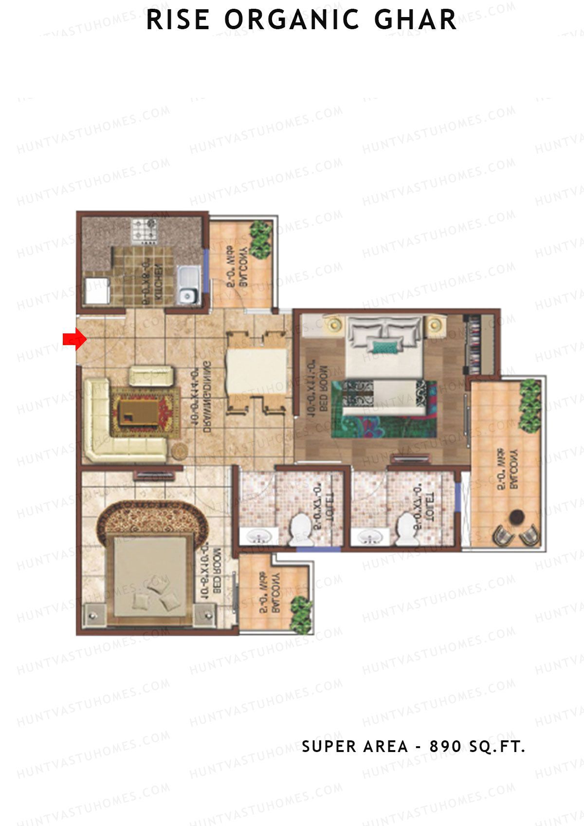 Rise Organic Ghar Tower 6 Unit 3 Floor Plan