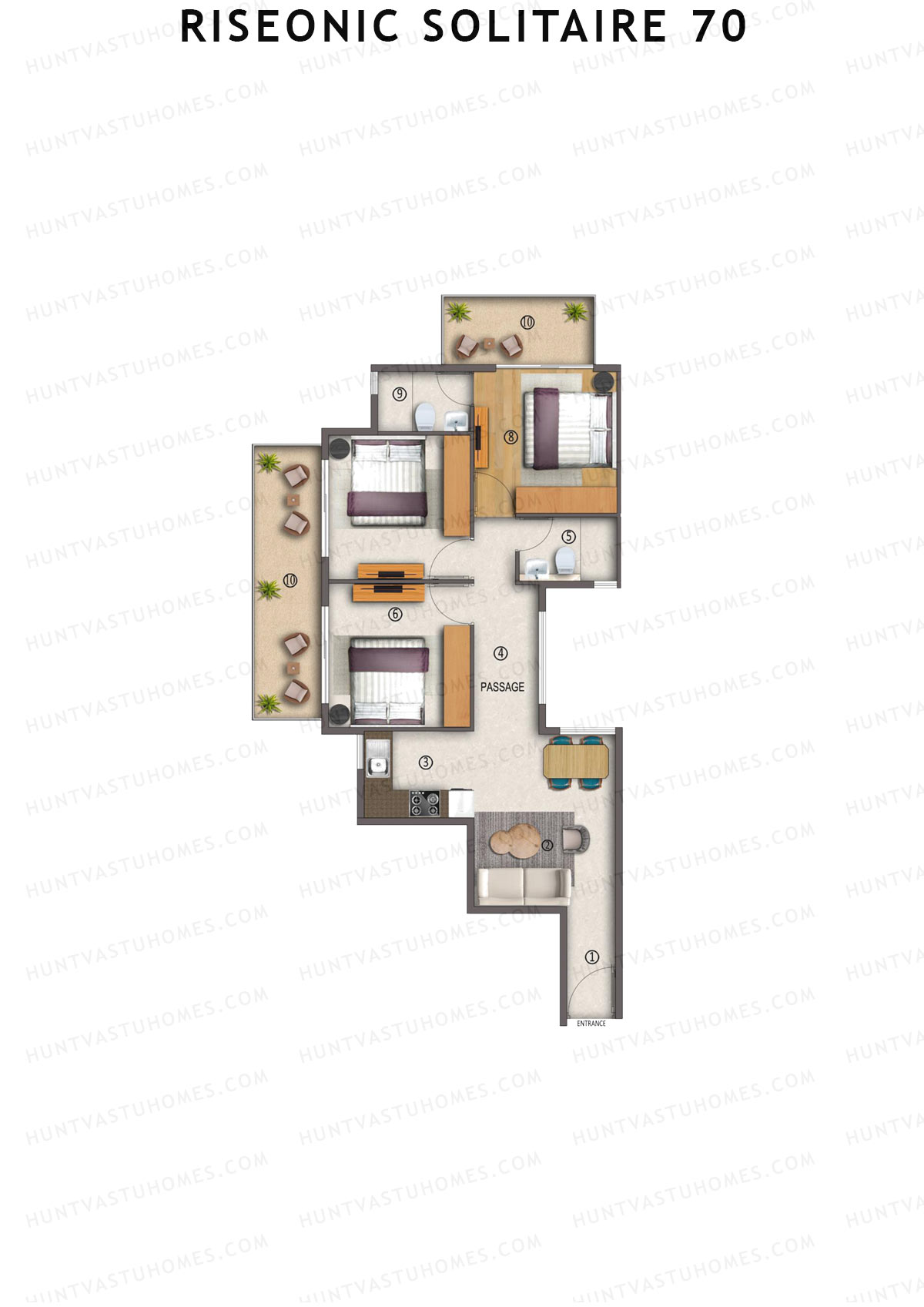 Riseonic Solitaire 70 Tower 1 Unit 1 (Type 1) Floor Plan