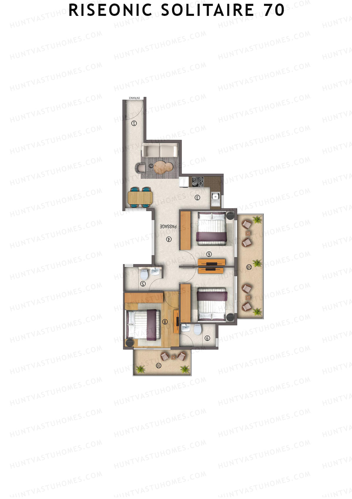 Riseonic Solitaire 70 Tower 1 Unit 5 (Type 1) Floor Plan