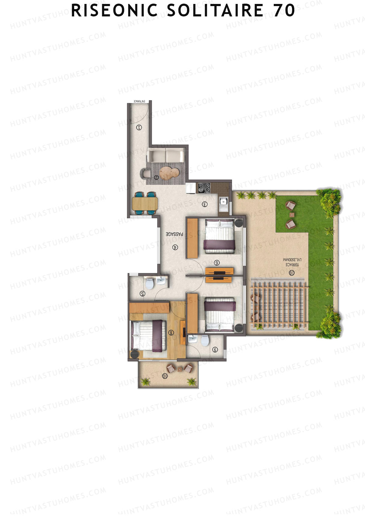 Riseonic Solitaire 70 Tower 2 Unit 5 (Type 1P) Floor Plan