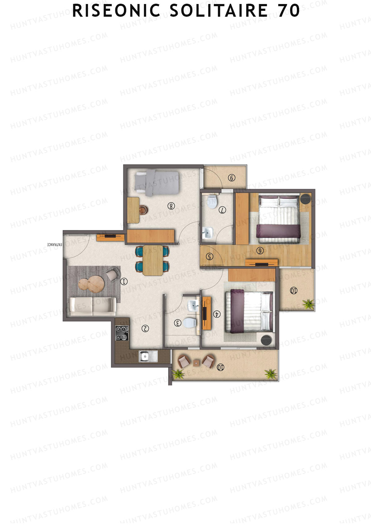 Riseonic Solitaire 70 Tower 4 Unit 4 (Type 2) Floor Plan