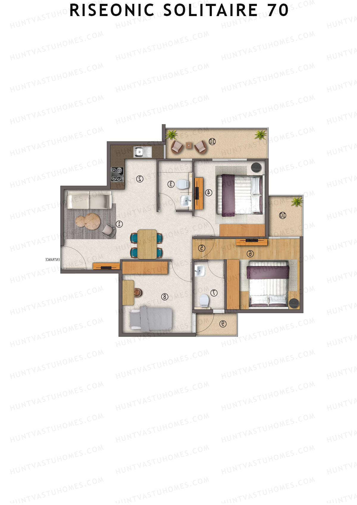 Riseonic Solitaire 70 Tower 5 Unit 3 (Type 2) Floor Plan