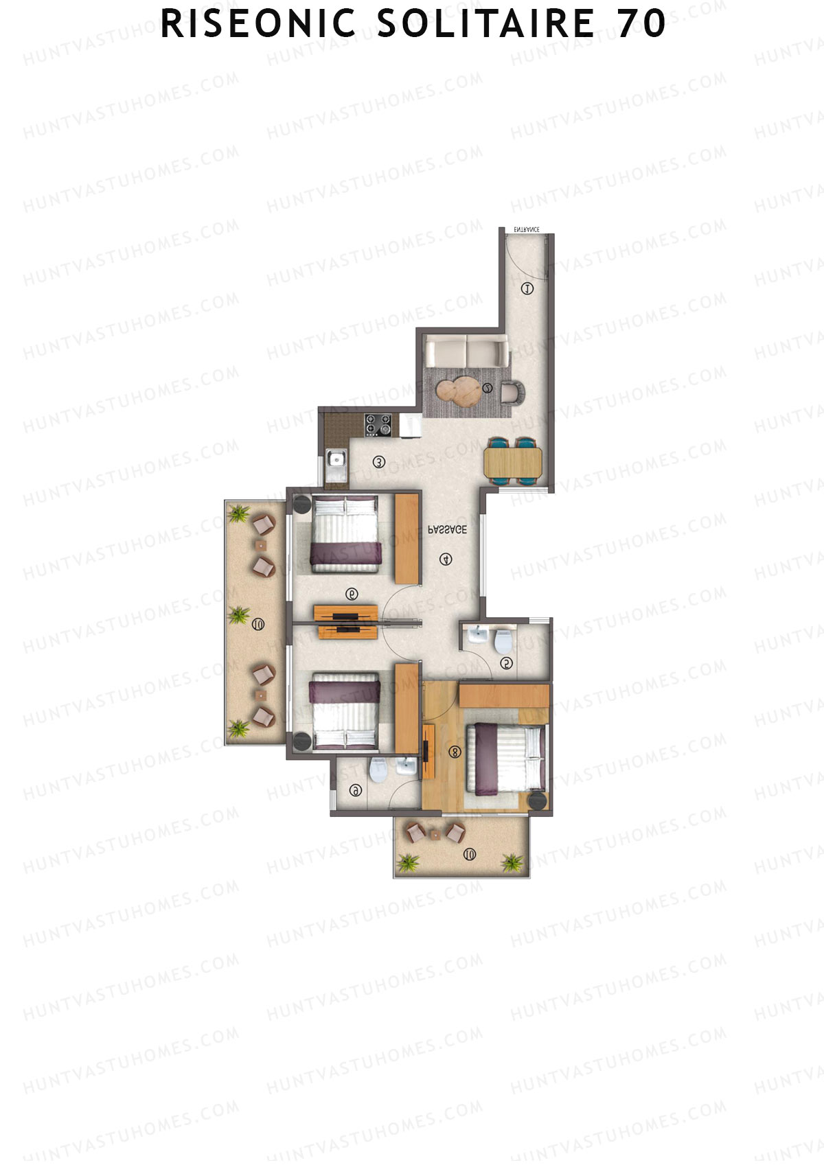 Riseonic Solitaire 70 Tower 5 Unit 6 (Type 1) Floor Plan