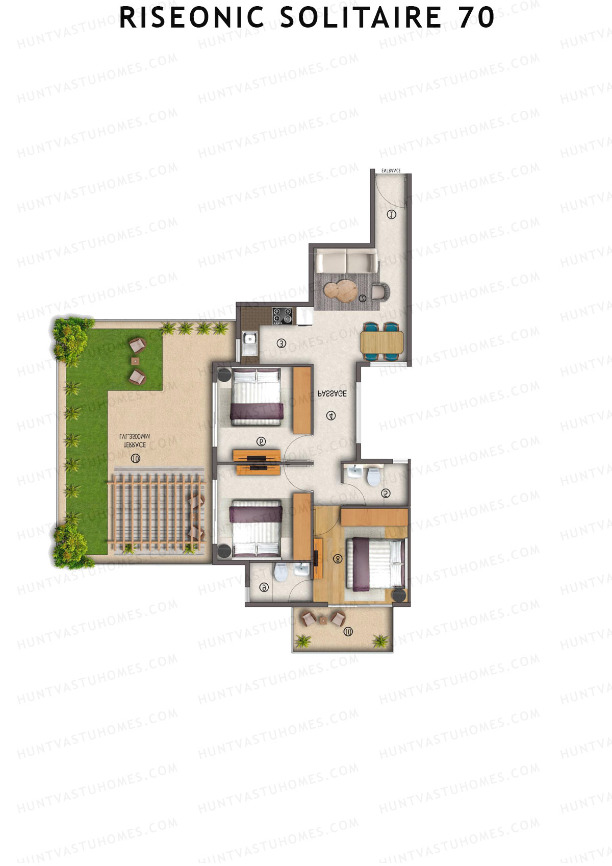 Riseonic Solitaire 70 Tower 5 Unit 6 (Type 1P) Floor Plan