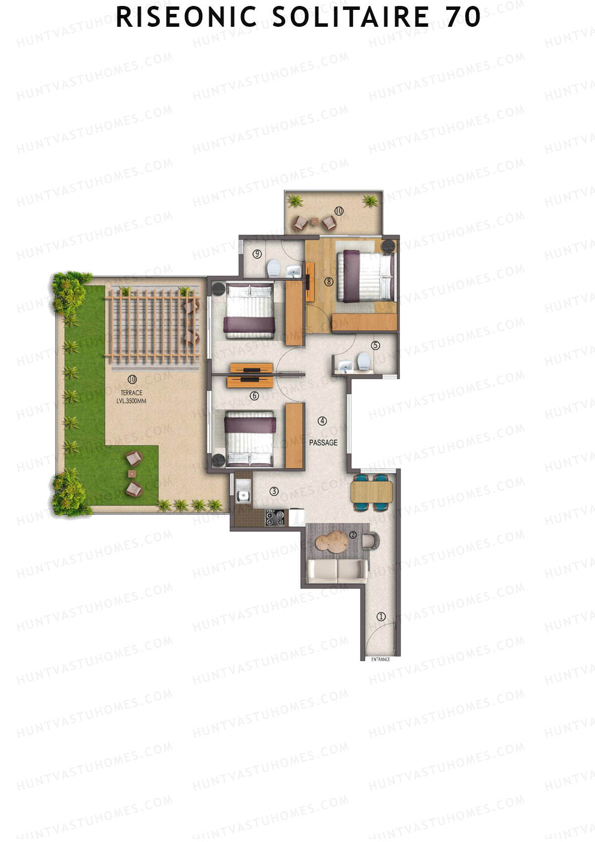 Riseonic Solitaire 70 Tower 6 Unit 1 (Type 1P) Floor Plan