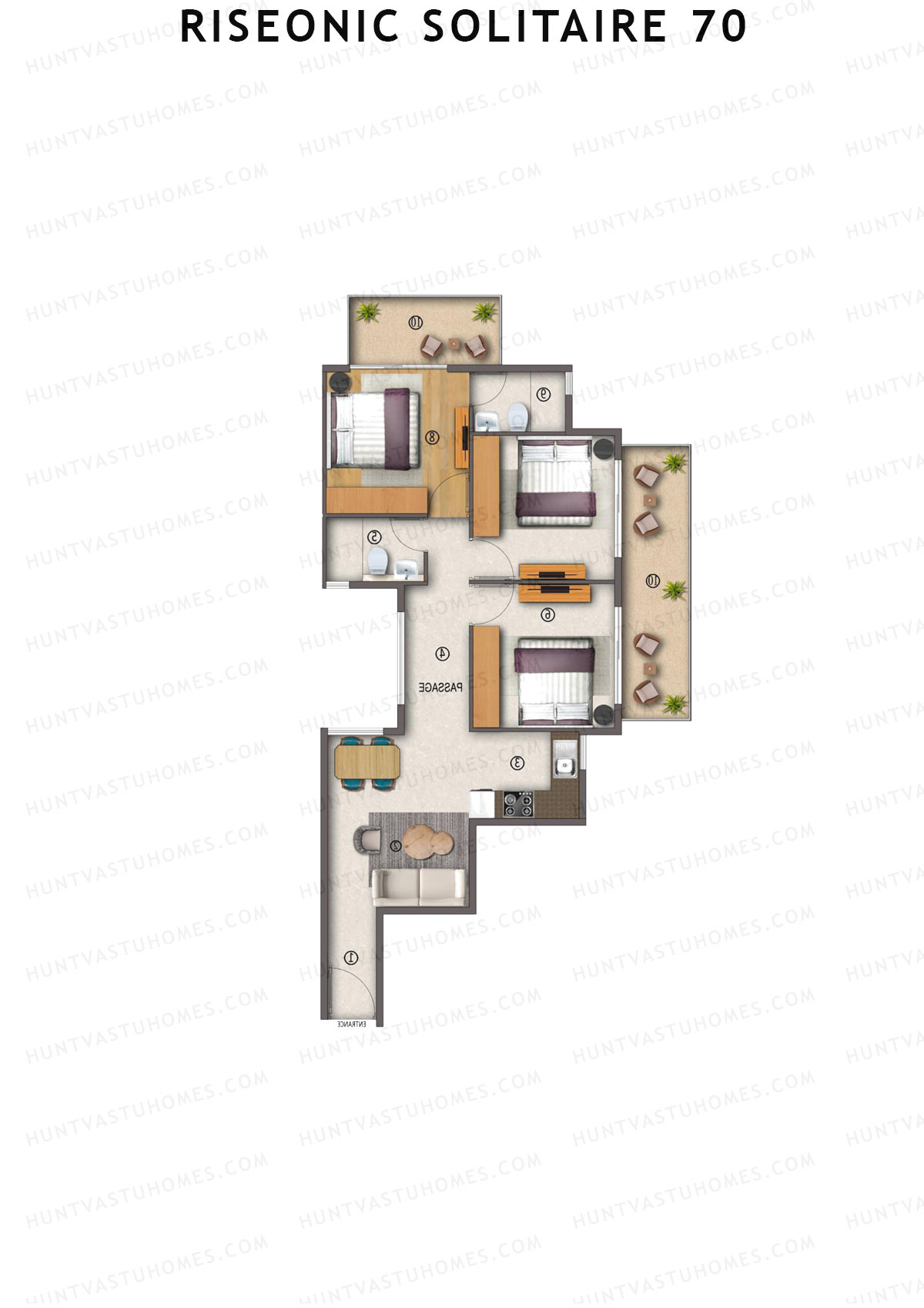 Riseonic Solitaire 70 Tower 6 Unit 2 (Type 1) Floor Plan