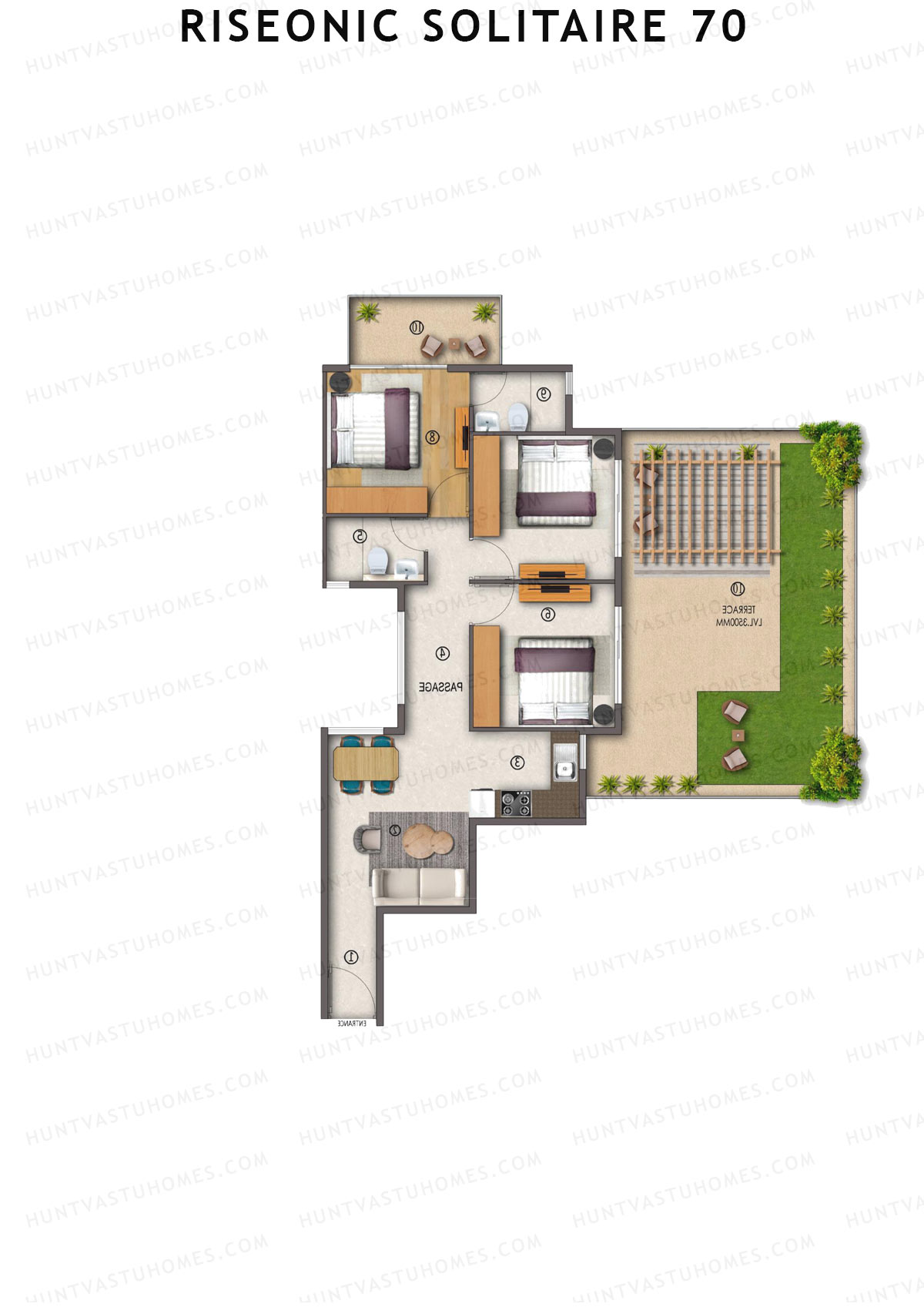 Riseonic Solitaire 70 Tower 7 Unit 2 (Type 1P) Floor Plan