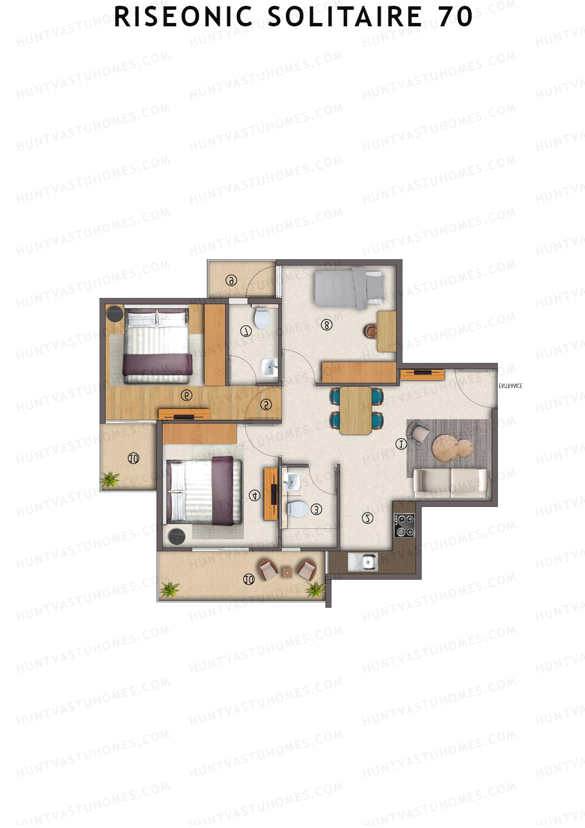 Riseonic Solitaire 70 Tower 8 Unit 7 (Type 2) Floor Plan