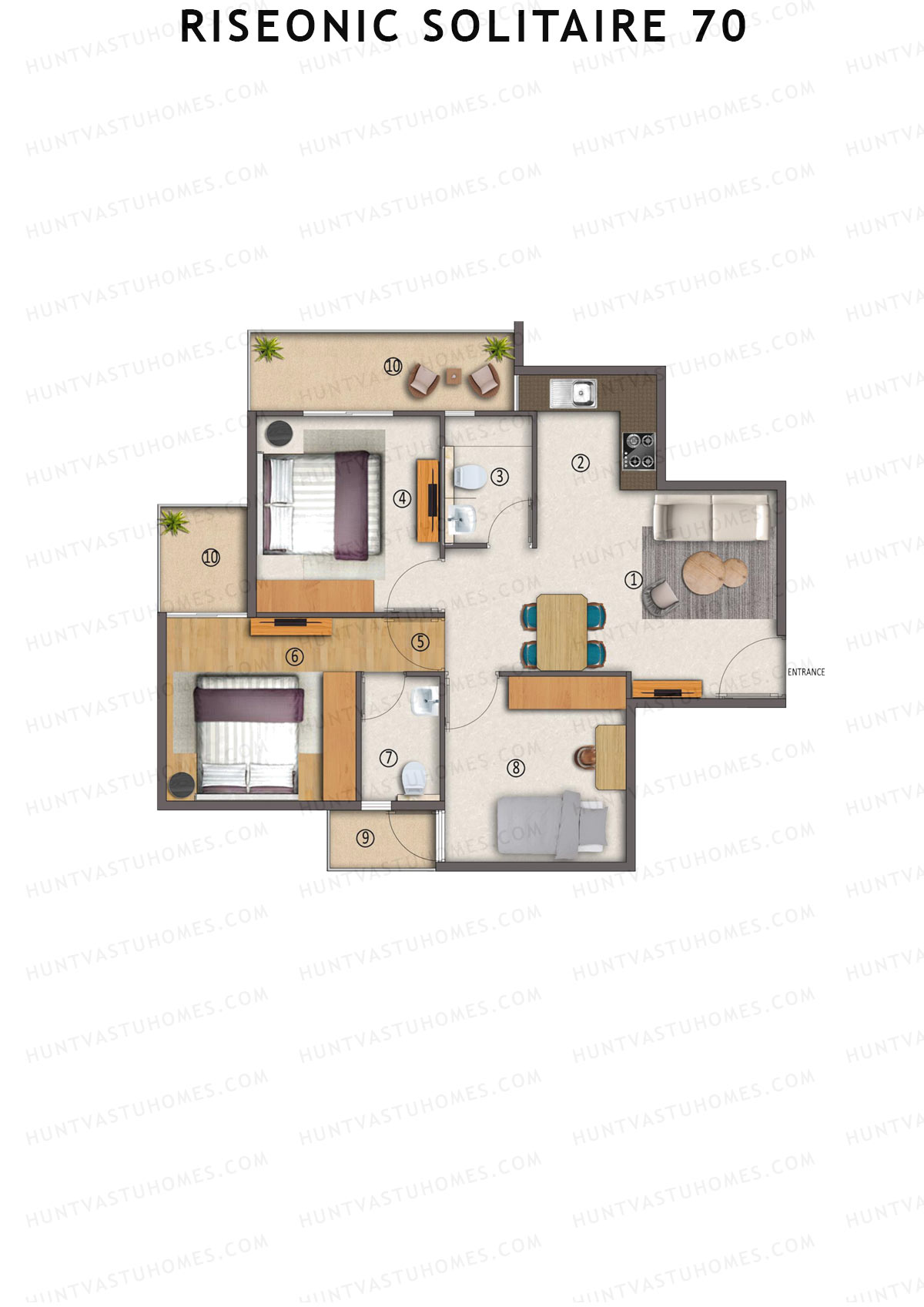 Riseonic Solitaire 70 Tower 8 Unit 8 (Type 2) Floor Plan