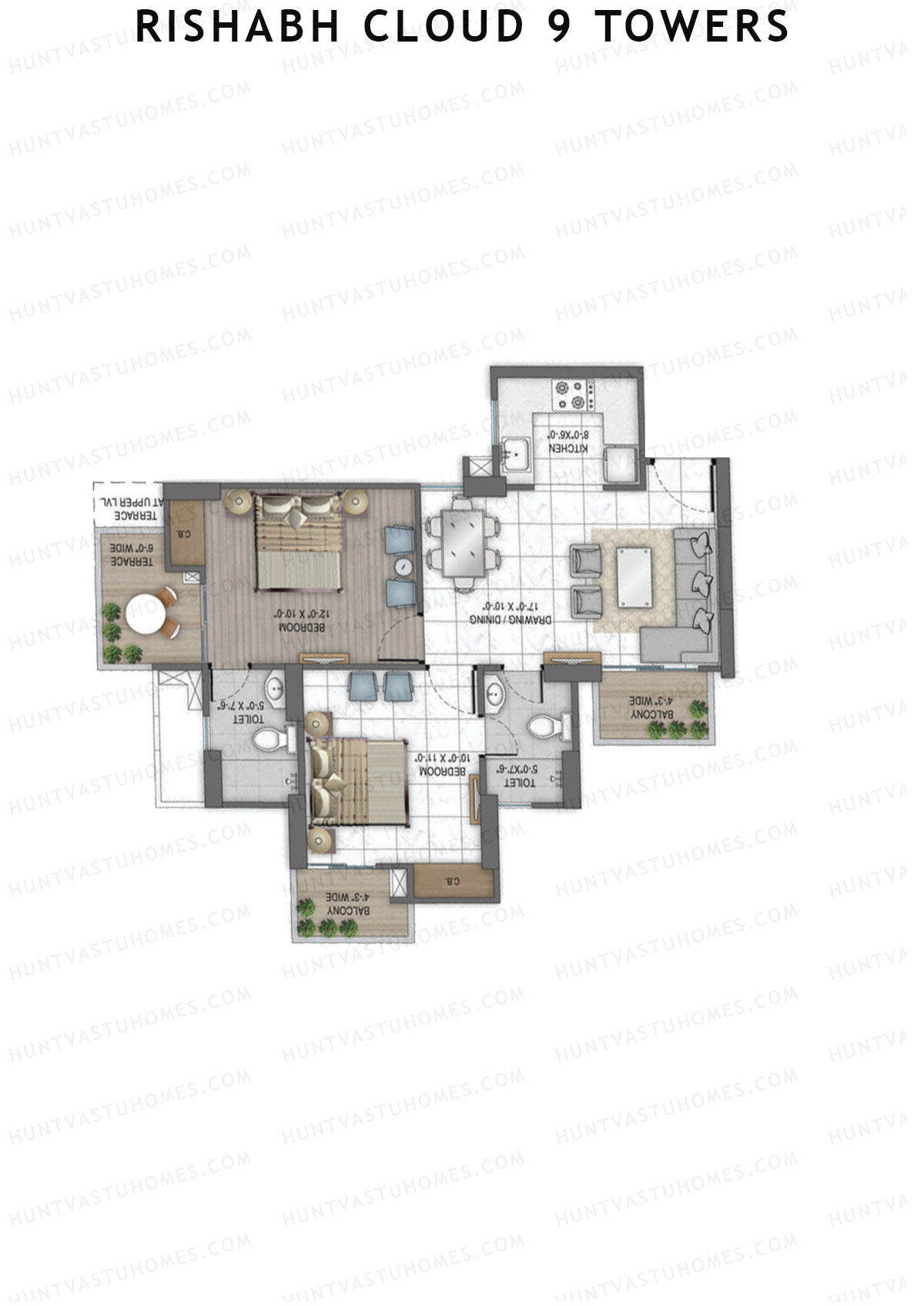 Rishabh Cloud 9 Towers Tower B Unit 3 Floor Plan