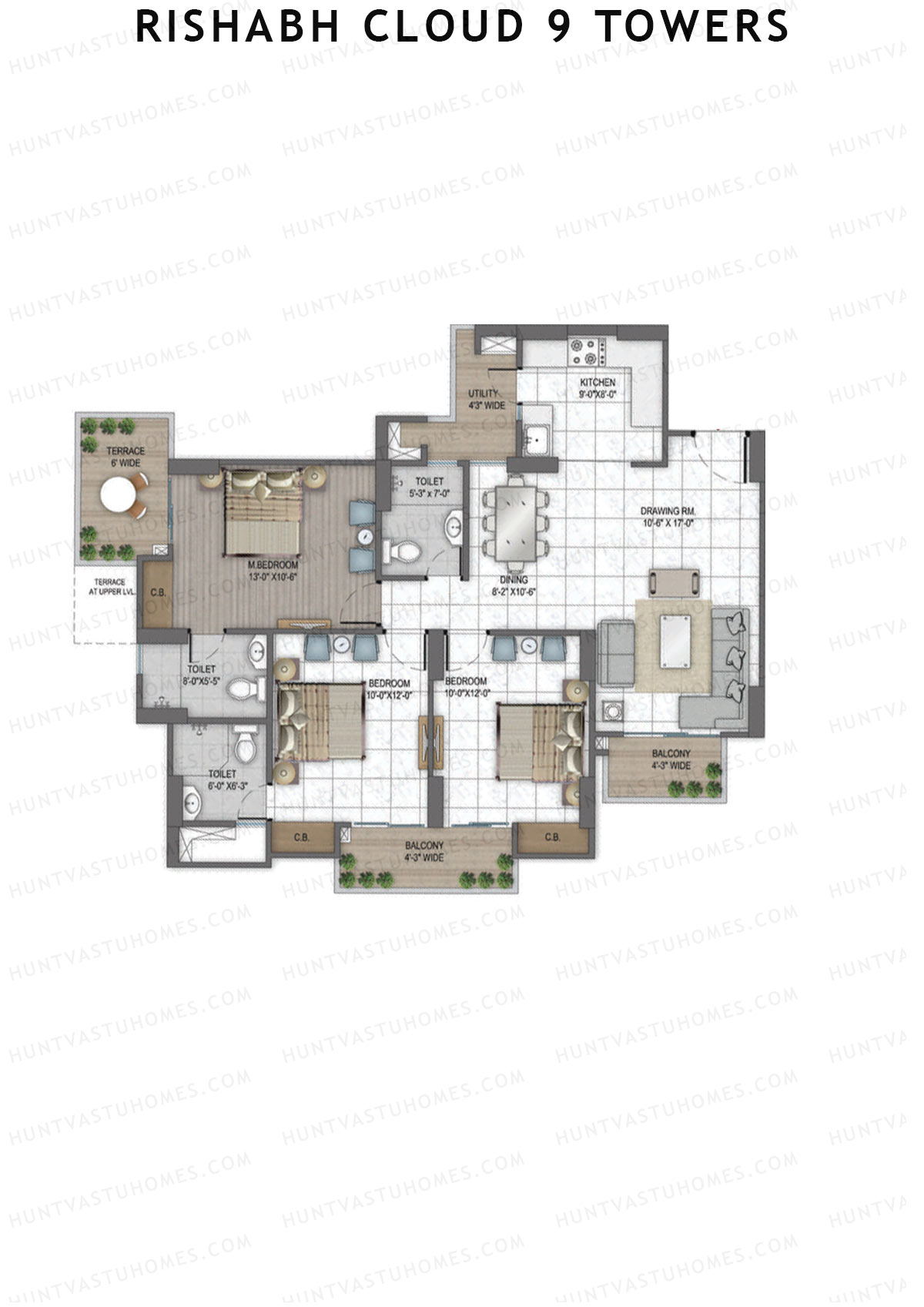 Rishabh Cloud 9 Towers Tower C Unit 3 Floor Plan