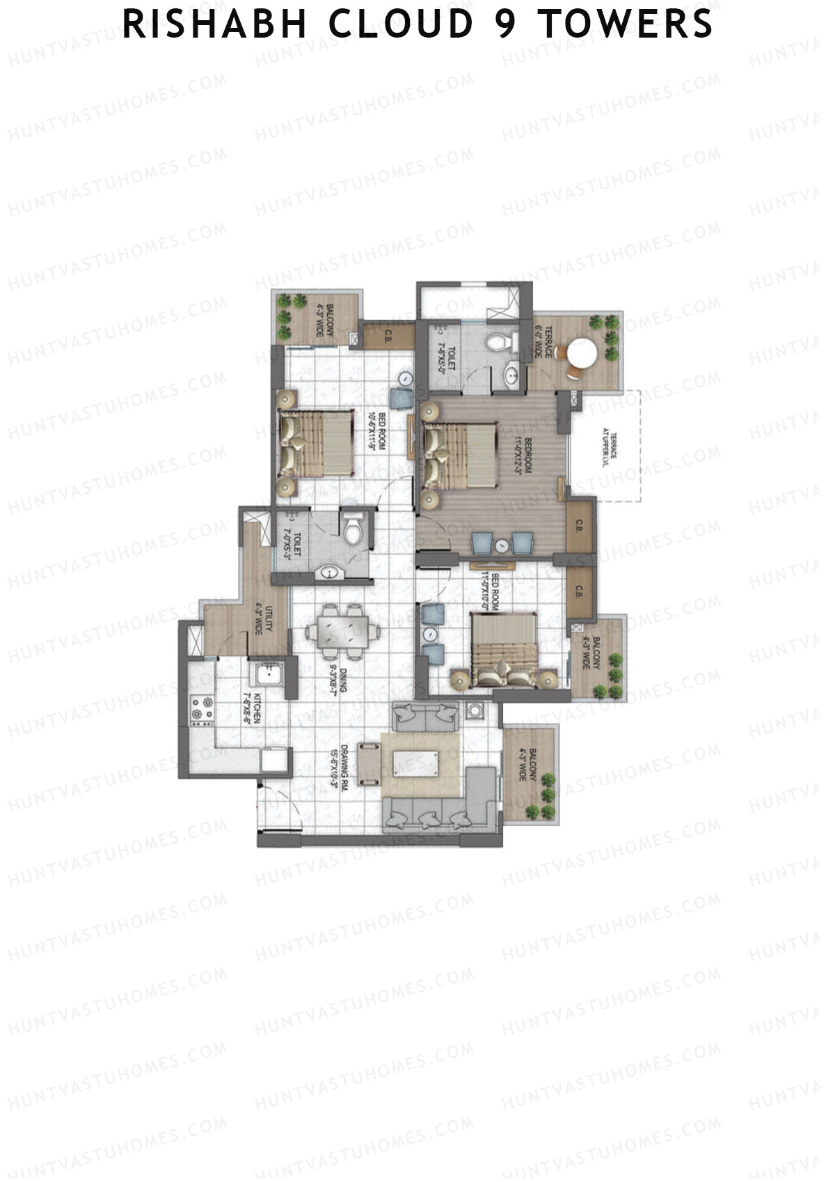 Rishabh Cloud 9 Towers Tower D Unit 1 Floor Plan