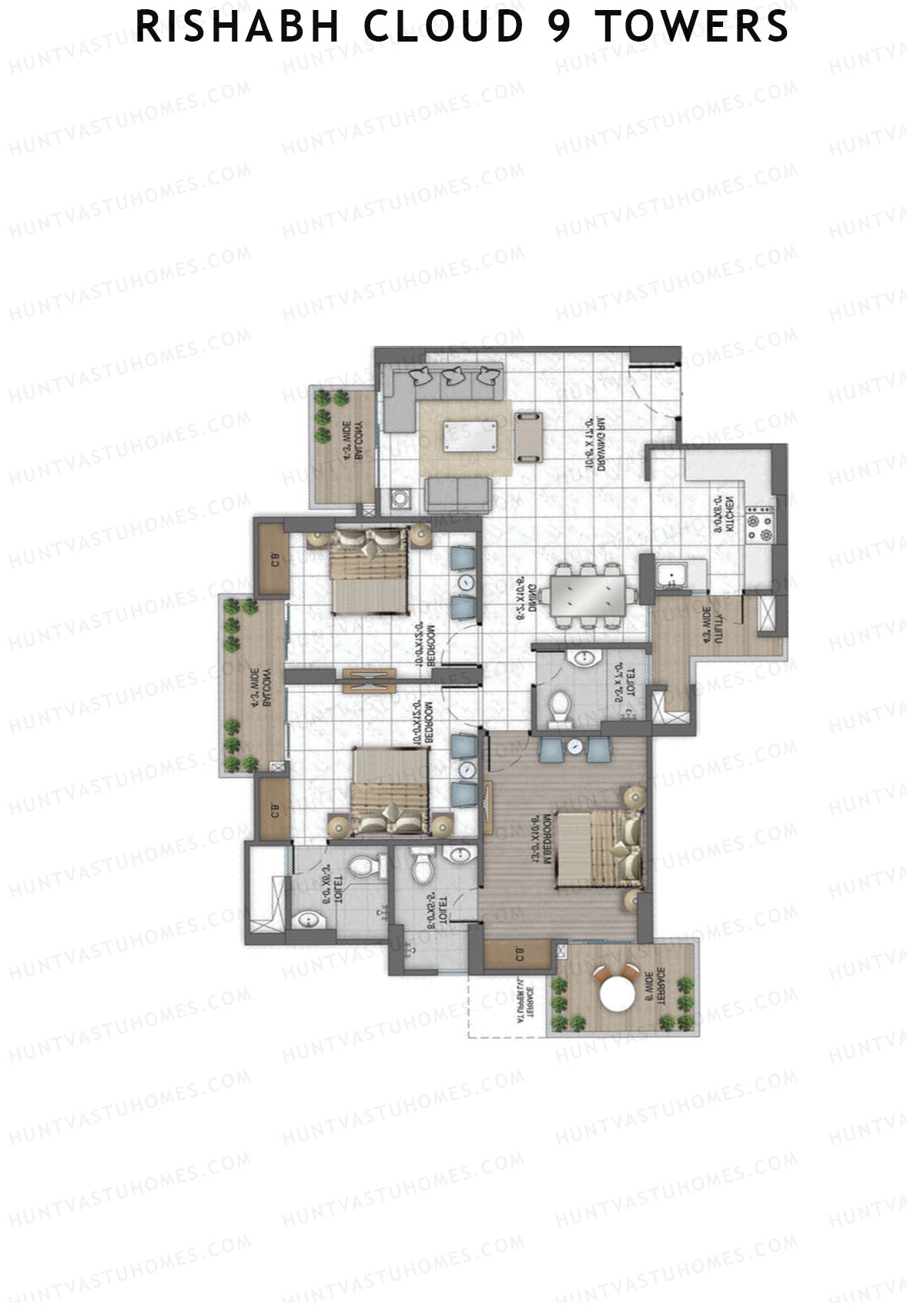 Rishabh Cloud 9 Towers Tower D Unit 3 Floor Plan