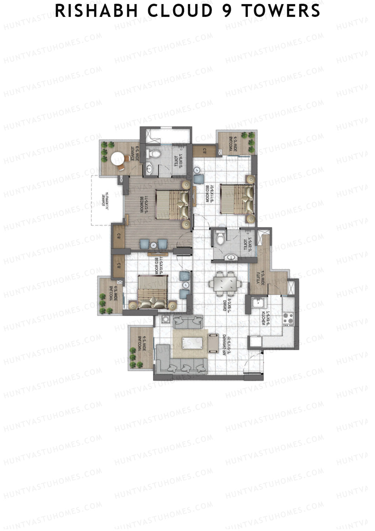 Rishabh Cloud 9 Towers Tower E Unit 1 Floor Plan