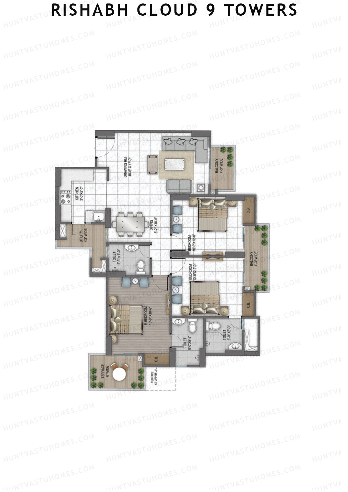 Rishabh Cloud 9 Towers Tower E Unit 3 Floor Plan