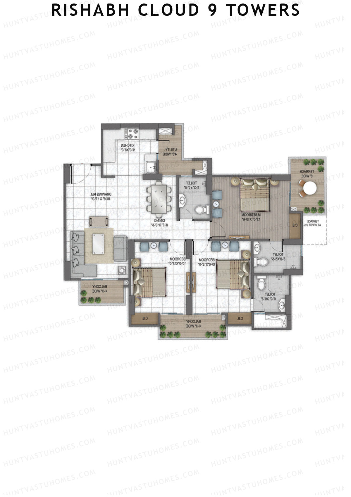 Rishabh Cloud 9 Towers Tower F Unit 3 Floor Plan