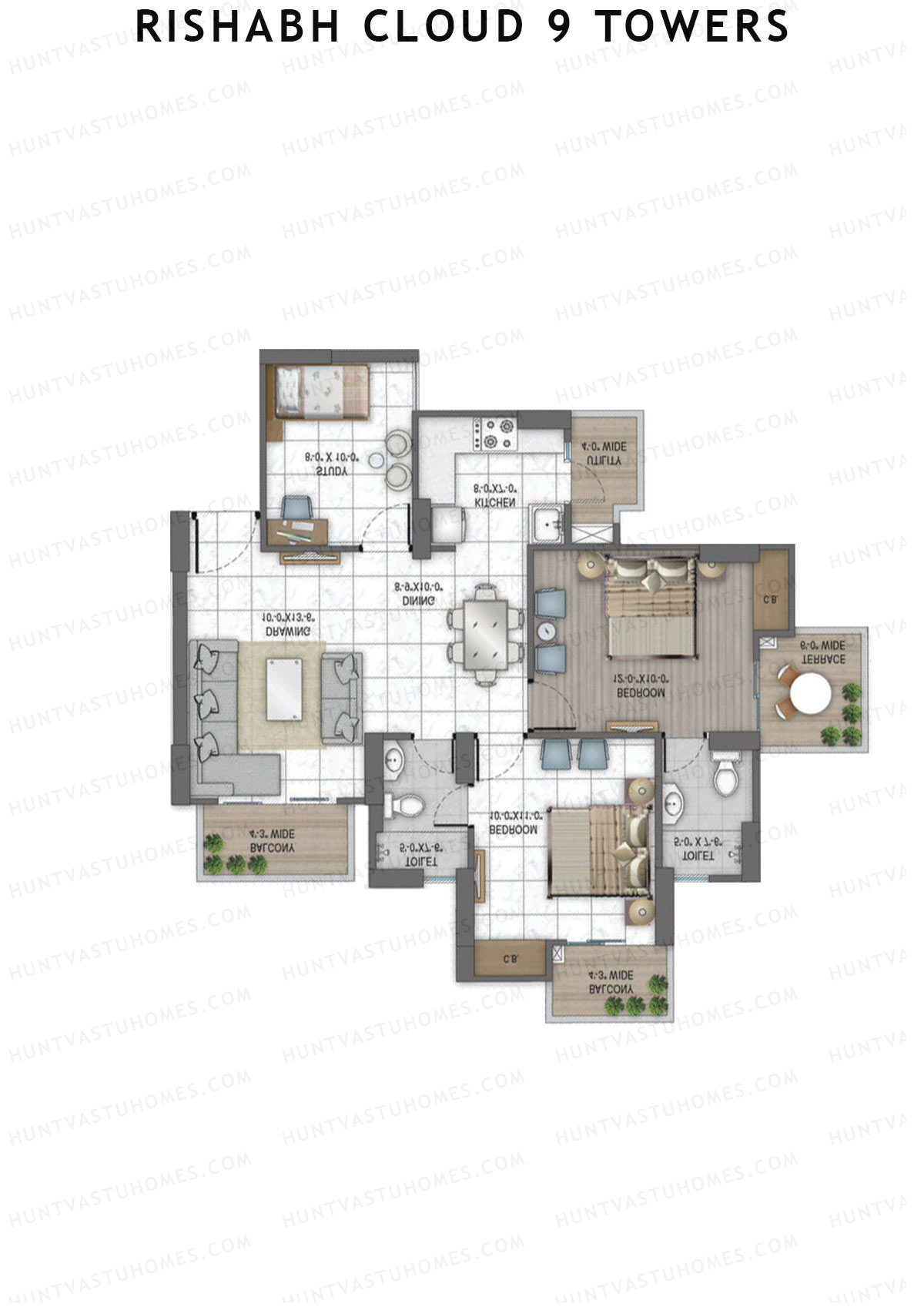 Rishabh Cloud 9 Towers Tower H Unit 3 Floor Plan