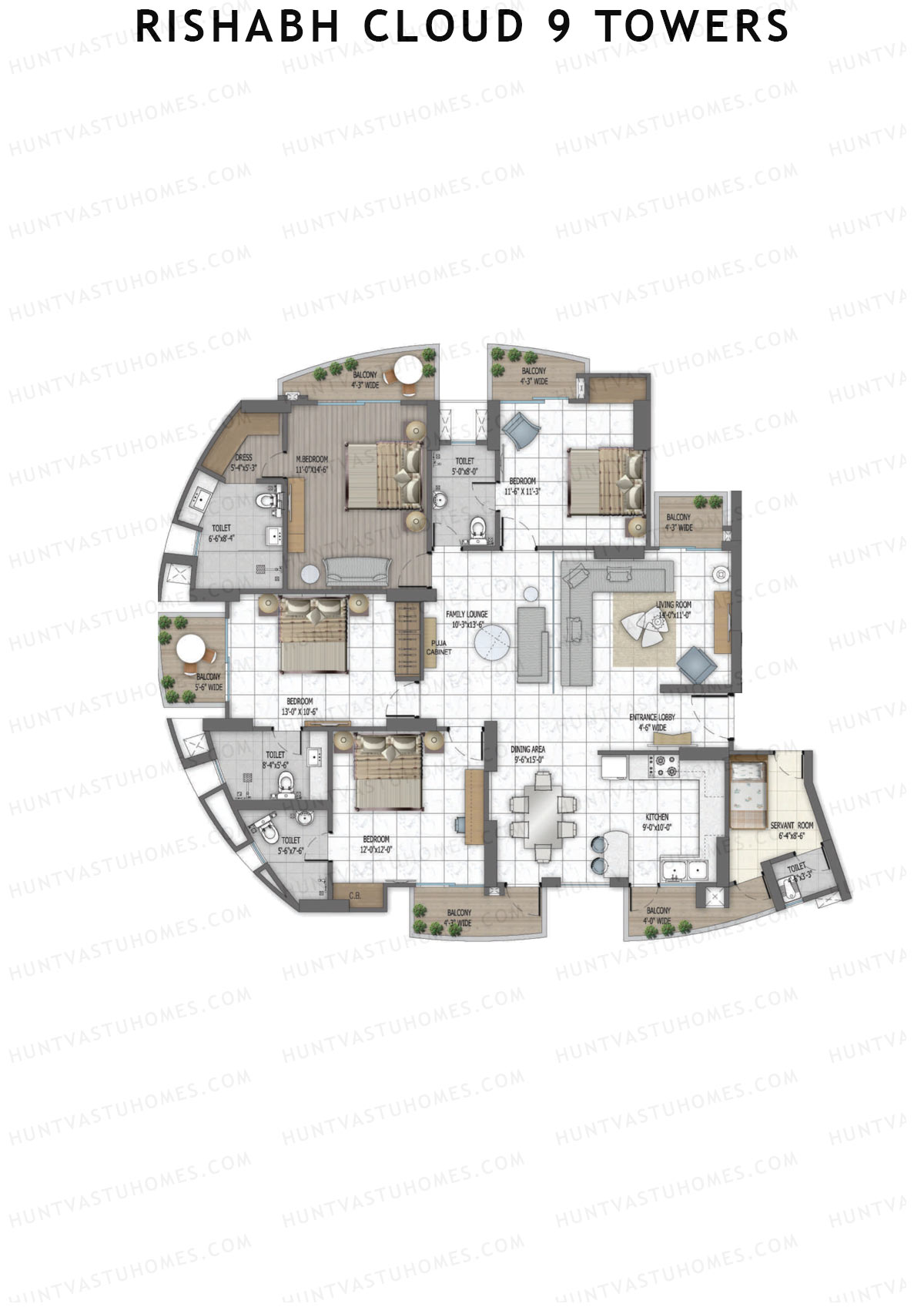 Rishabh Cloud 9 Towers Tower I Unit 1 Floor Plan