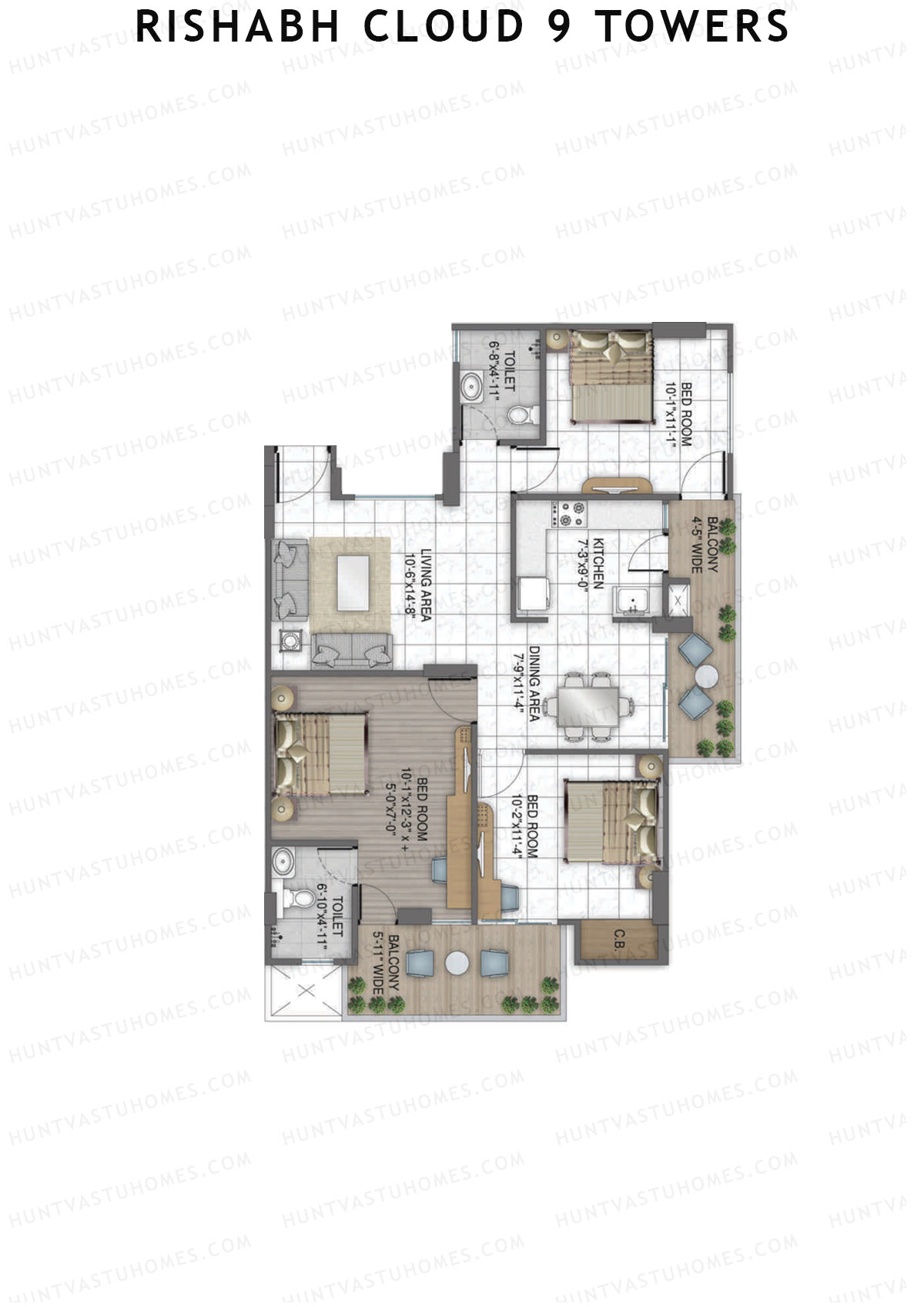 Rishabh Cloud 9 Towers Tower S1 Unit 1 Floor Plan