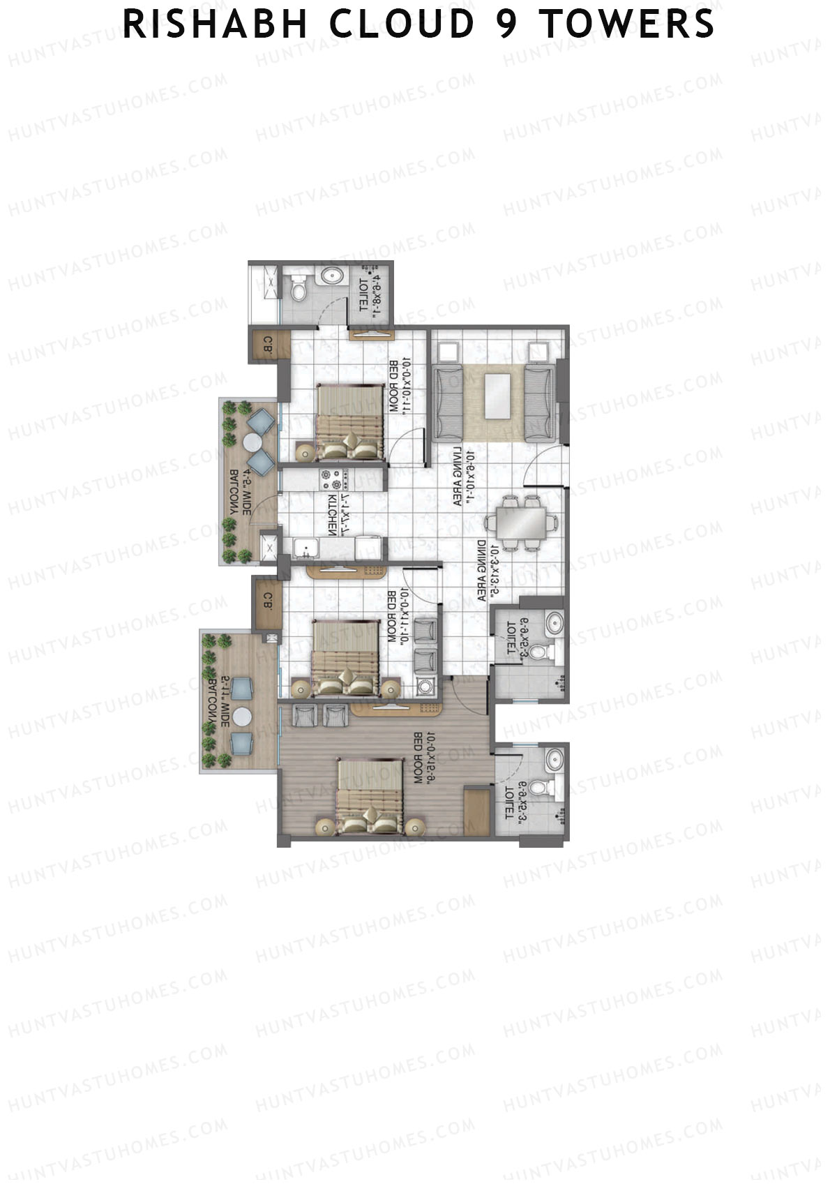 Rishabh Cloud 9 Towers Tower S1 Unit 3 Floor Plan