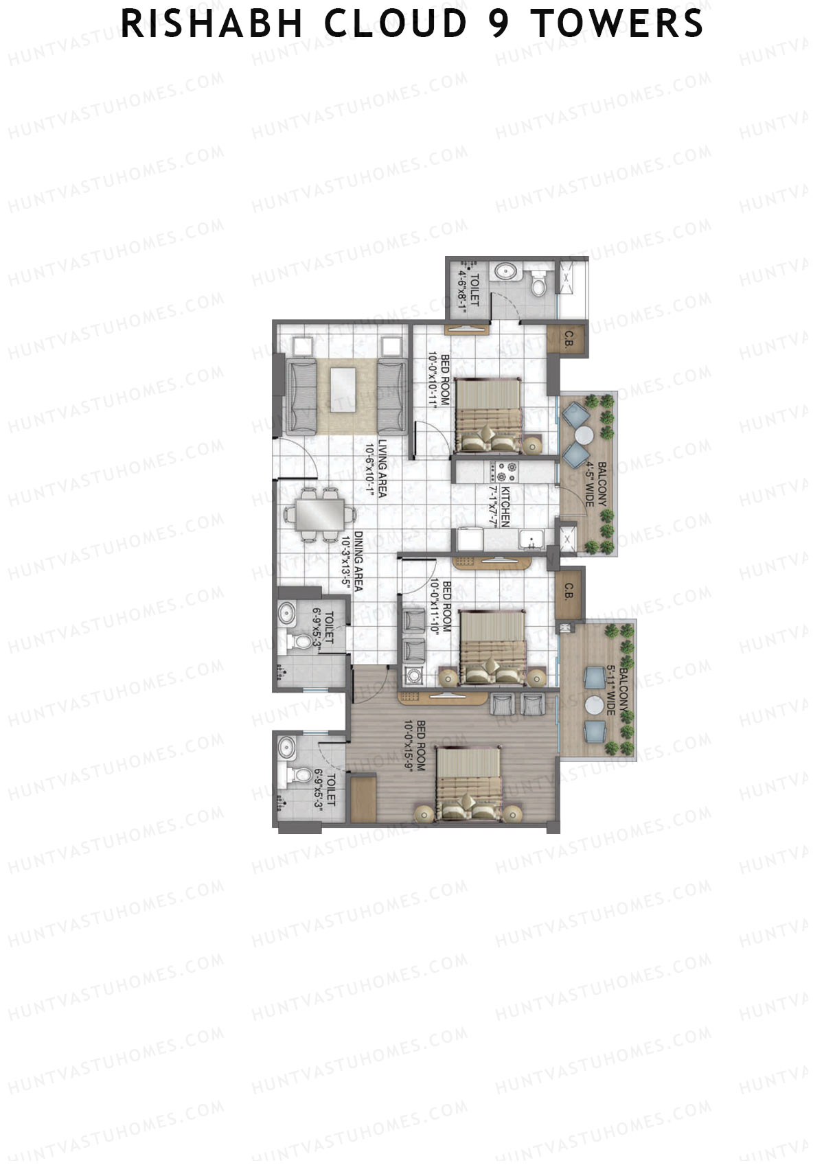 Rishabh Cloud 9 Towers Tower S1 Unit 4 Floor Plan