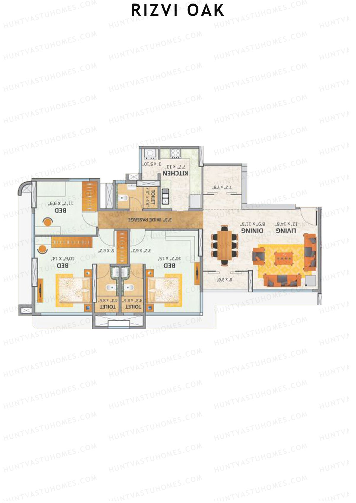 Rizvi Oak Wing A Unit 1 Floor Plan