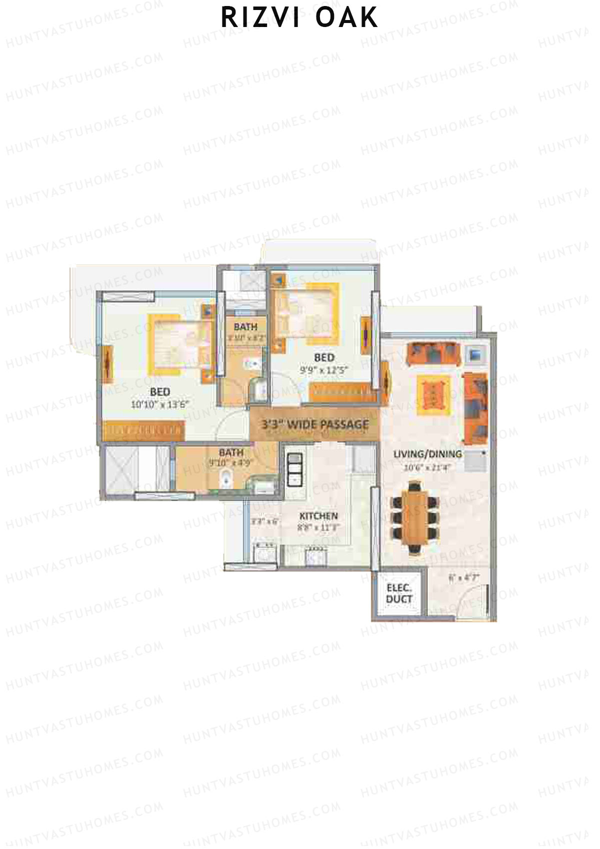 Rizvi Oak Wing C Unit 1 Floor Plan