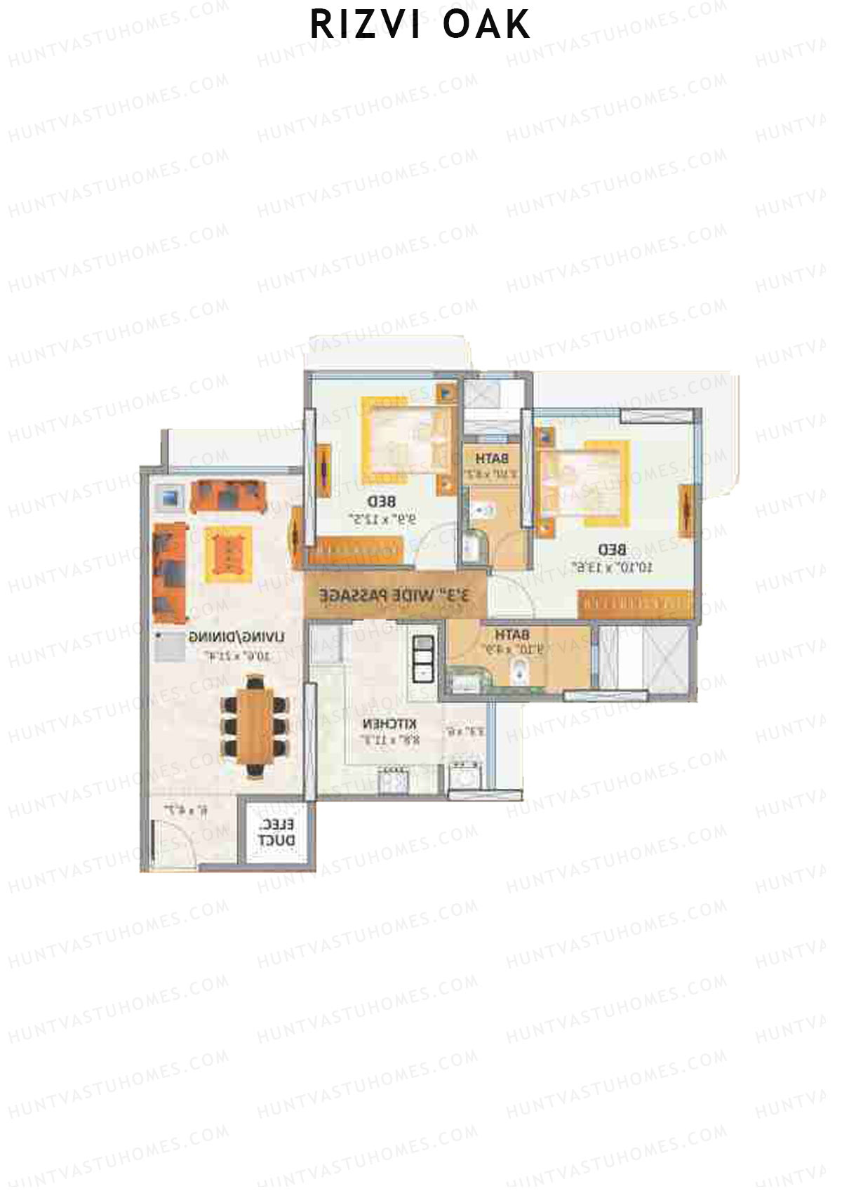 Rizvi Oak Wing C Unit 2 Floor Plan