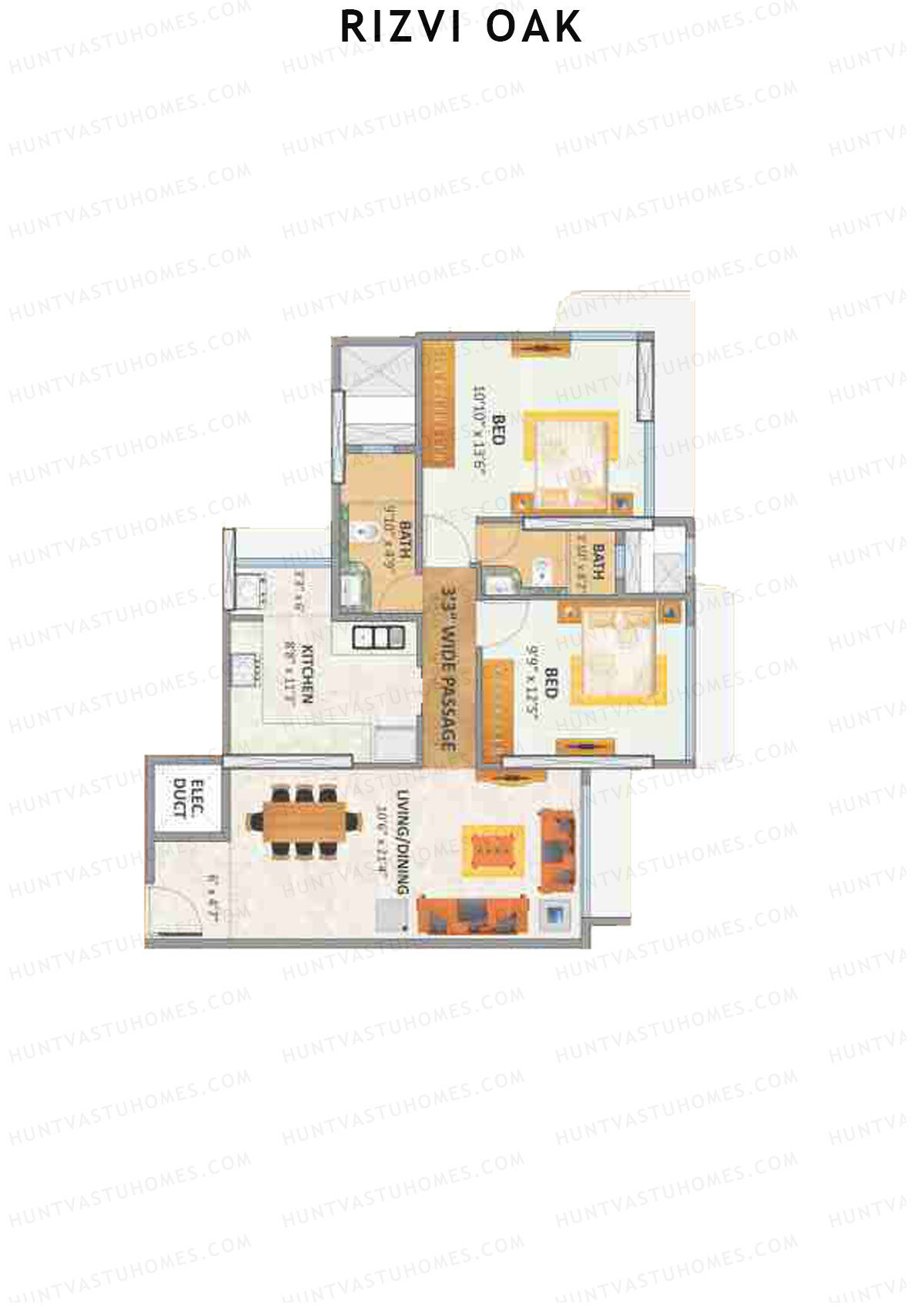 Rizvi Oak Wing C Unit 3 Floor Plan