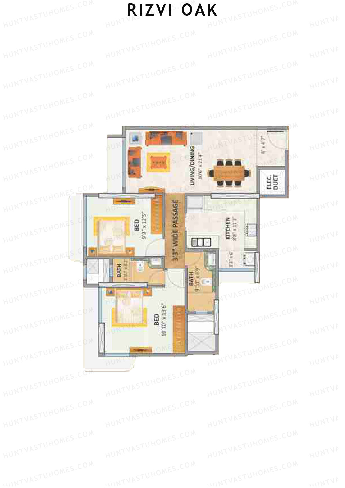 Rizvi Oak Wing C Unit 5 Floor Plan