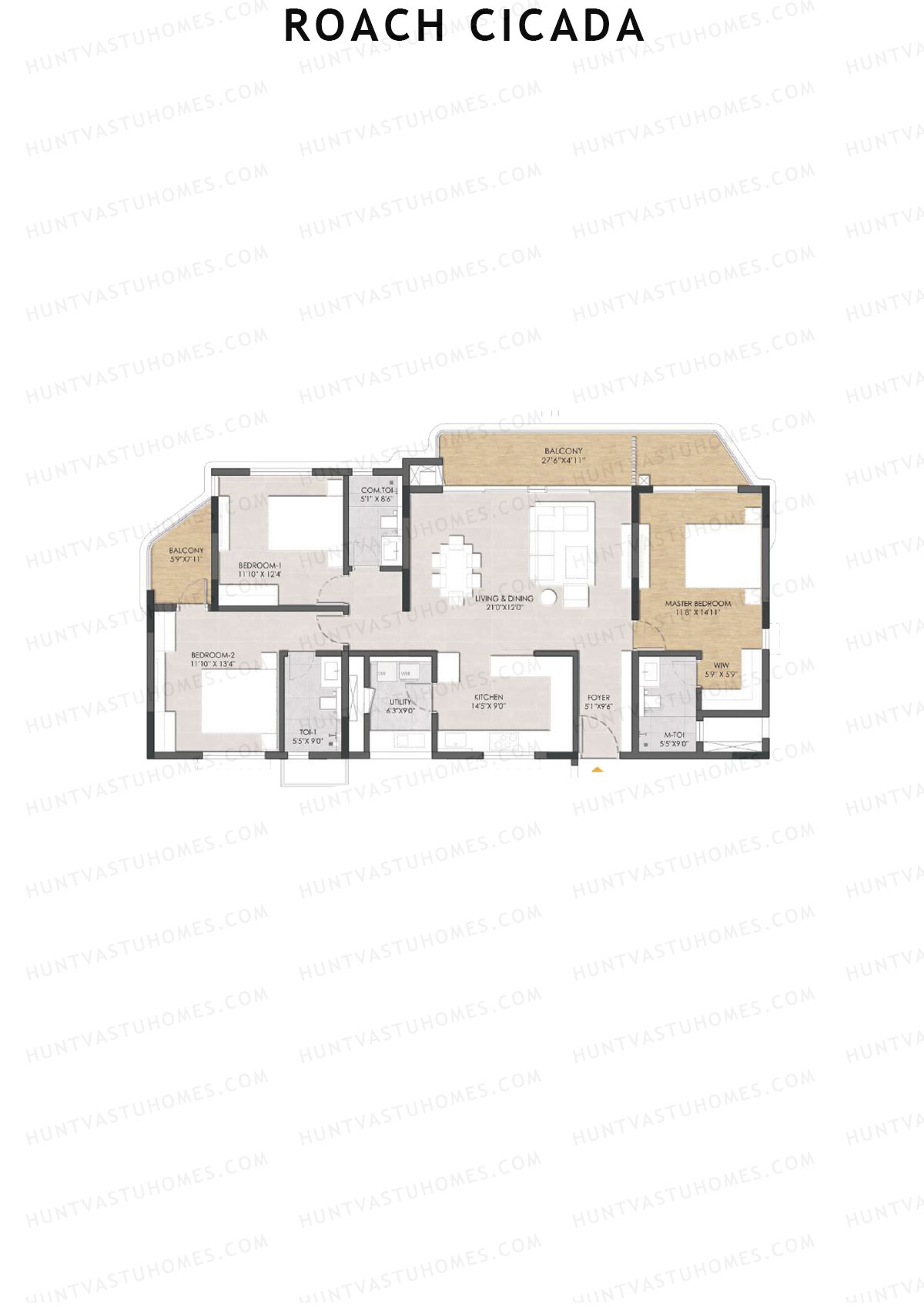 Roach Cicada, Tower B, Unit 1, 3BHK, Super Area 2192   sq ft 