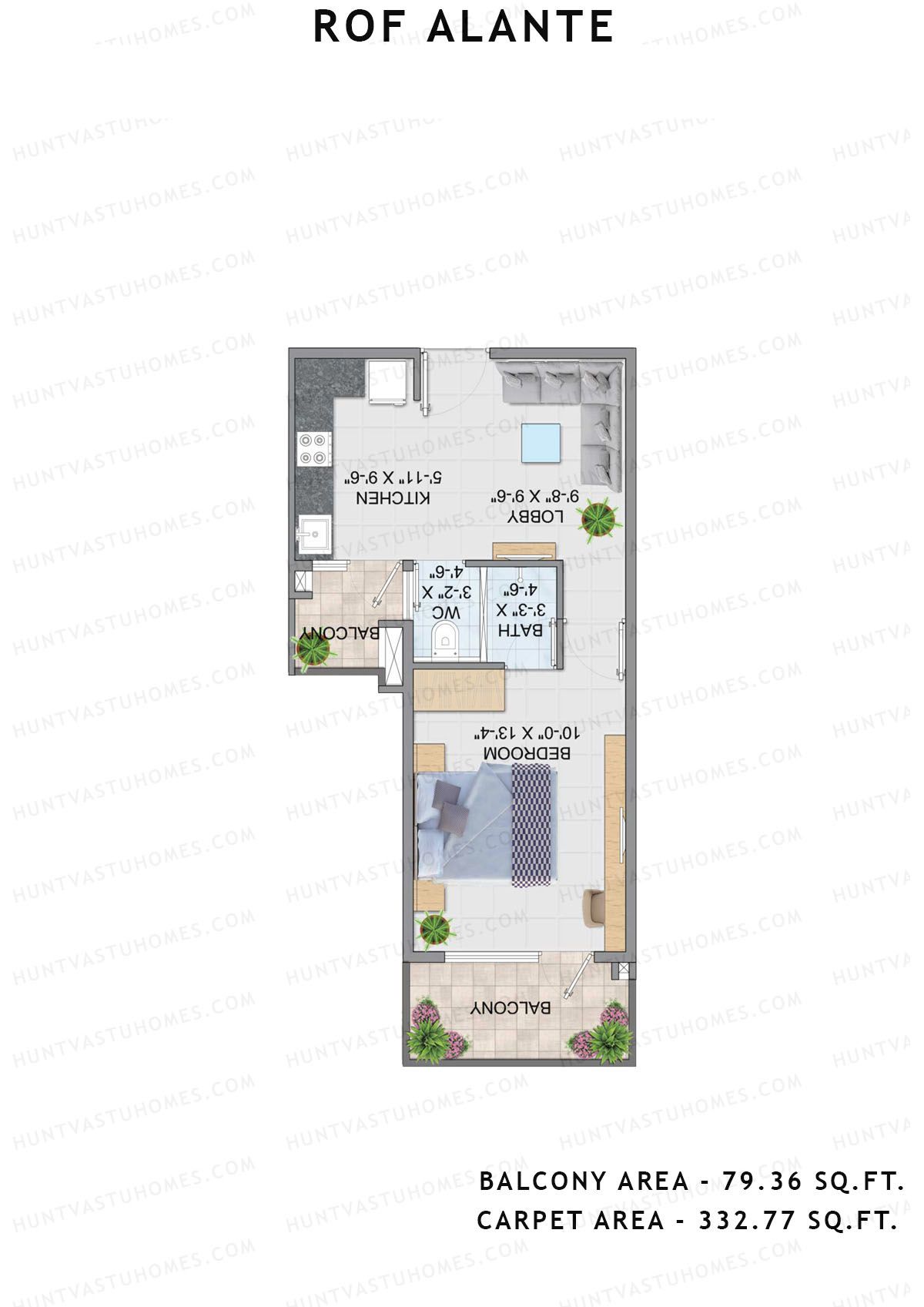 Rof Alante Tower F Unit 2, 4 (Type 1) Floor Plan