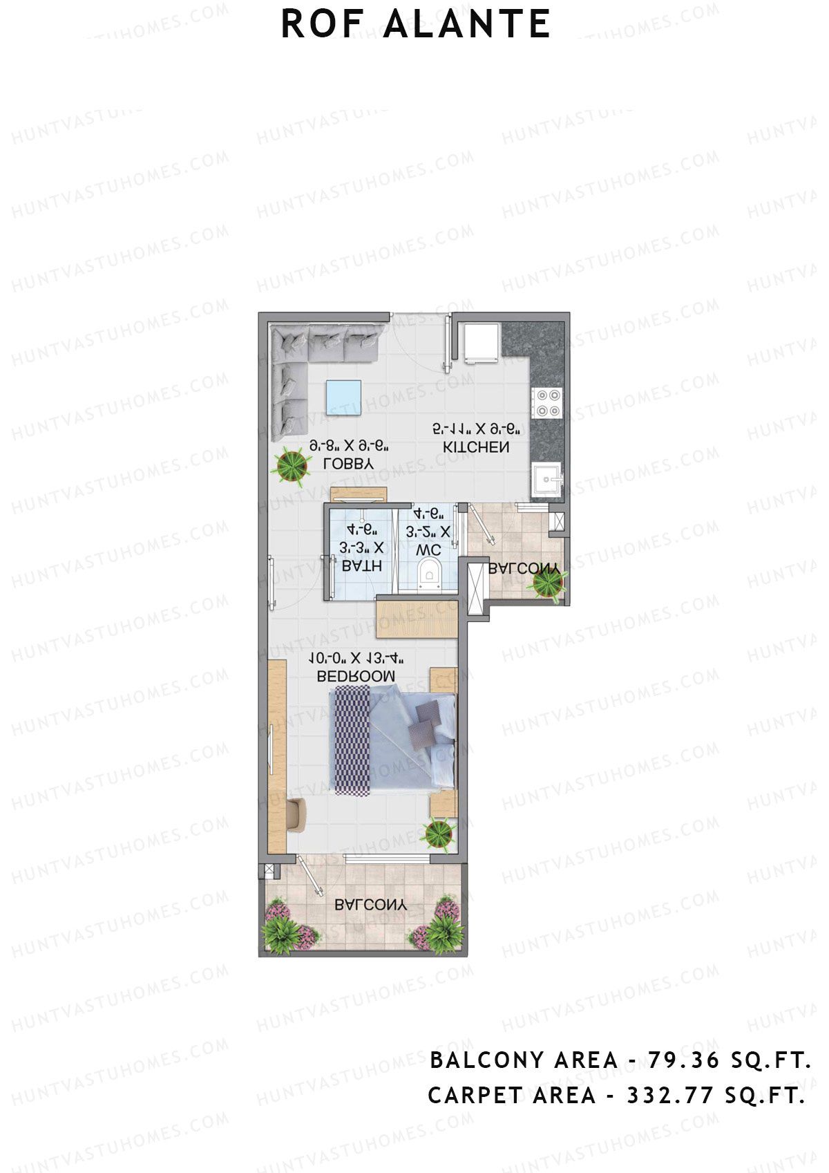 Rof Alante Tower F Unit 3, 5 (Type 1) Floor Plan