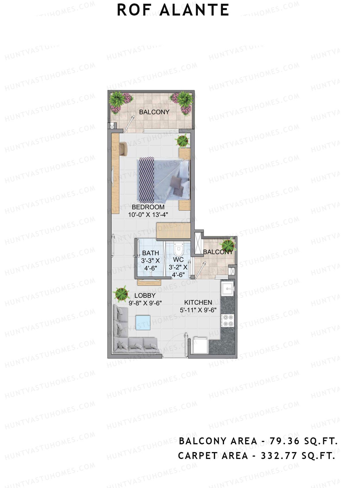Rof Alante Tower F Unit 8, 10 (Type 1) Floor Plan
