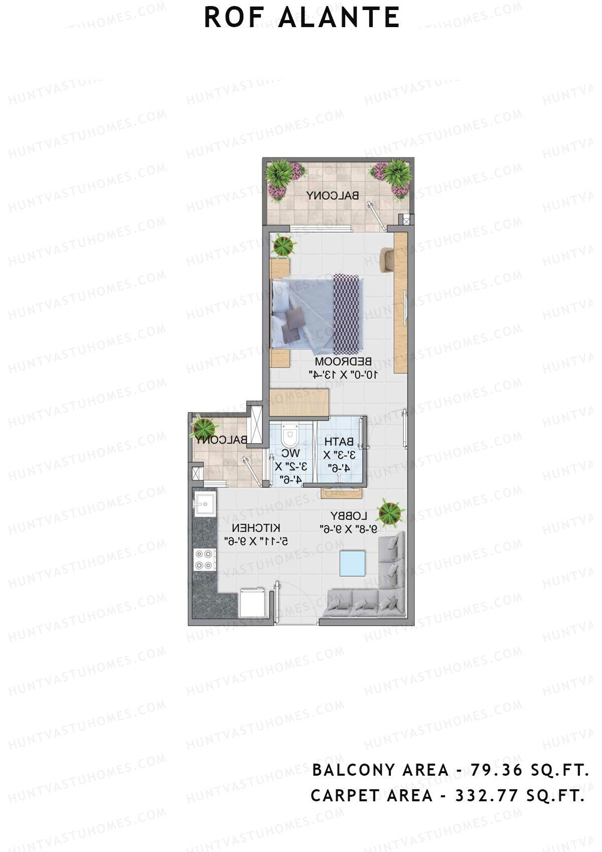 Rof Alante Tower F Unit 9, 11 (Type 1) Floor Plan